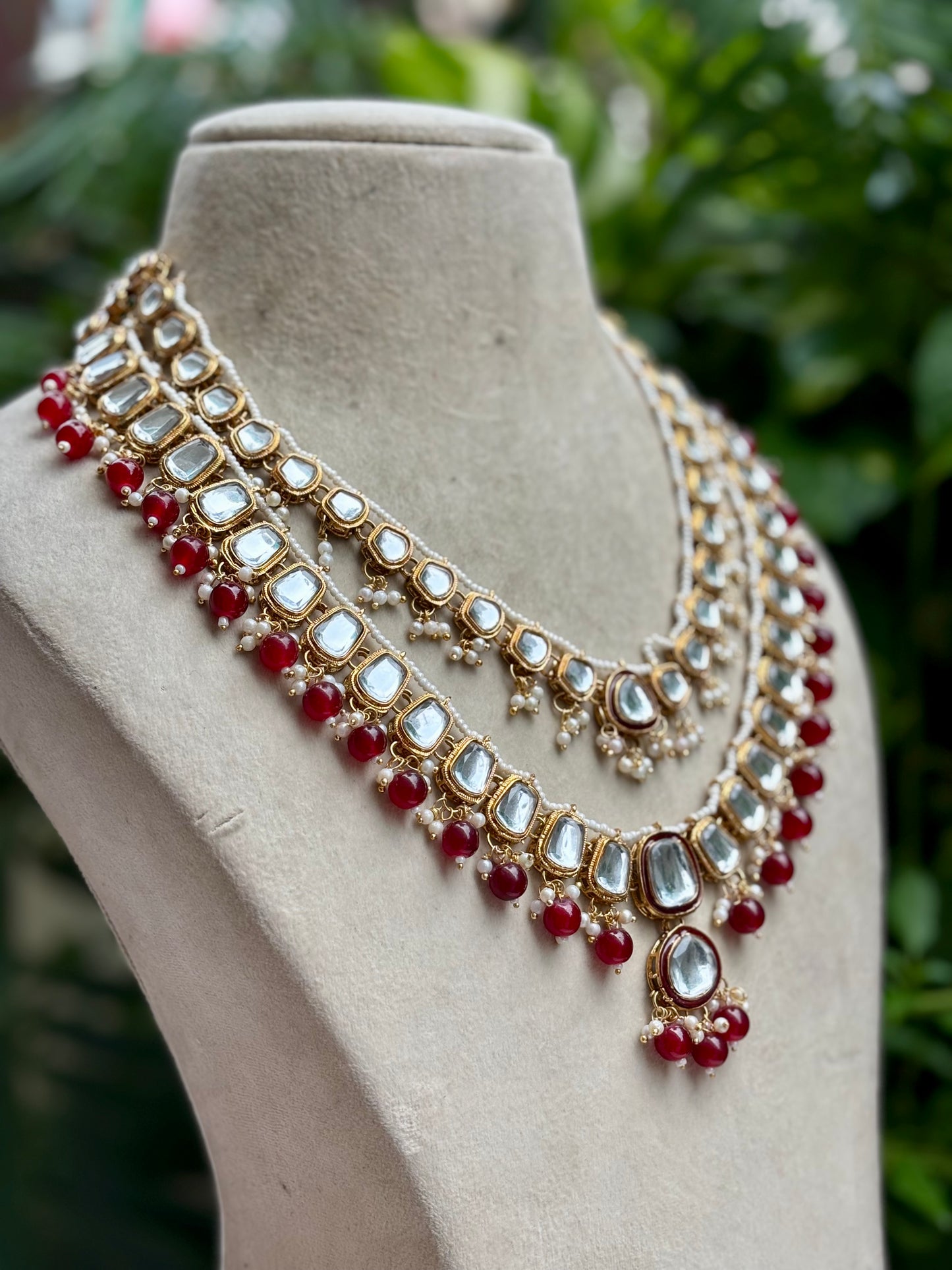 Maroon Nikki Kundan Jewellery Set