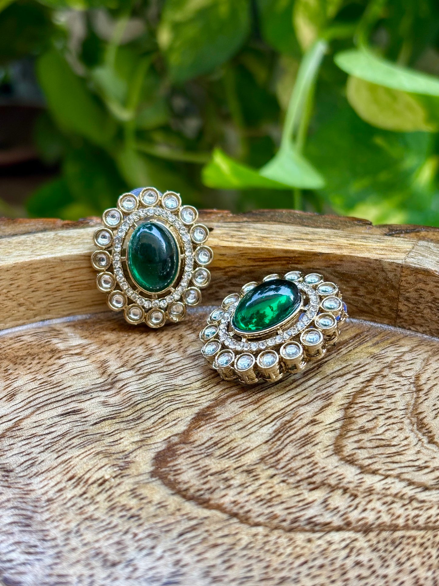 Antique Emerald Iris Studs