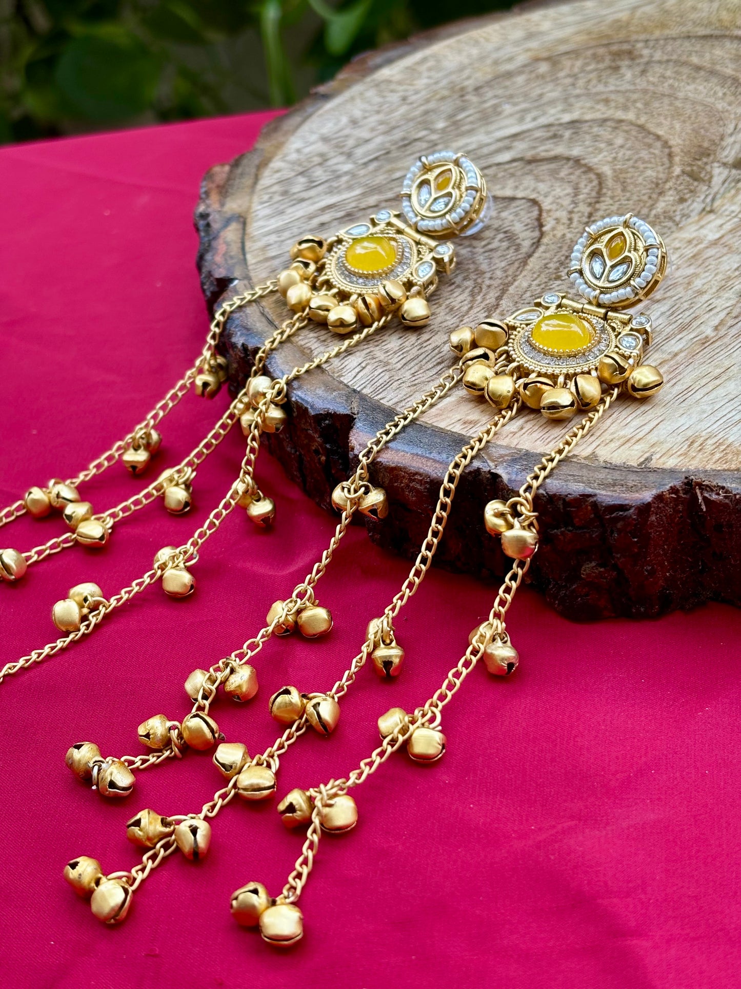 Yellow Noor Kashmiri Earrings