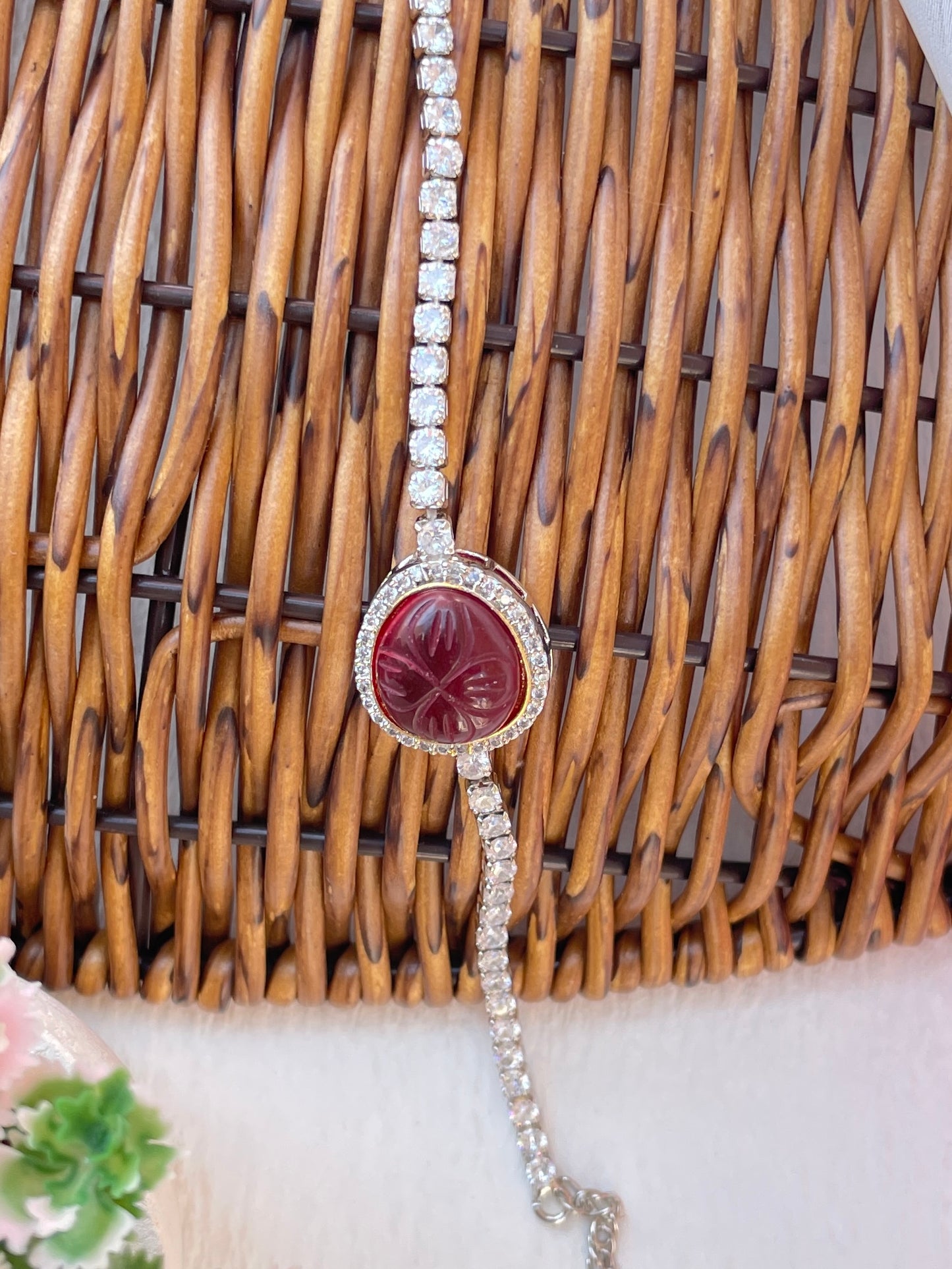 Maroon Riya Zirconia Bracelet