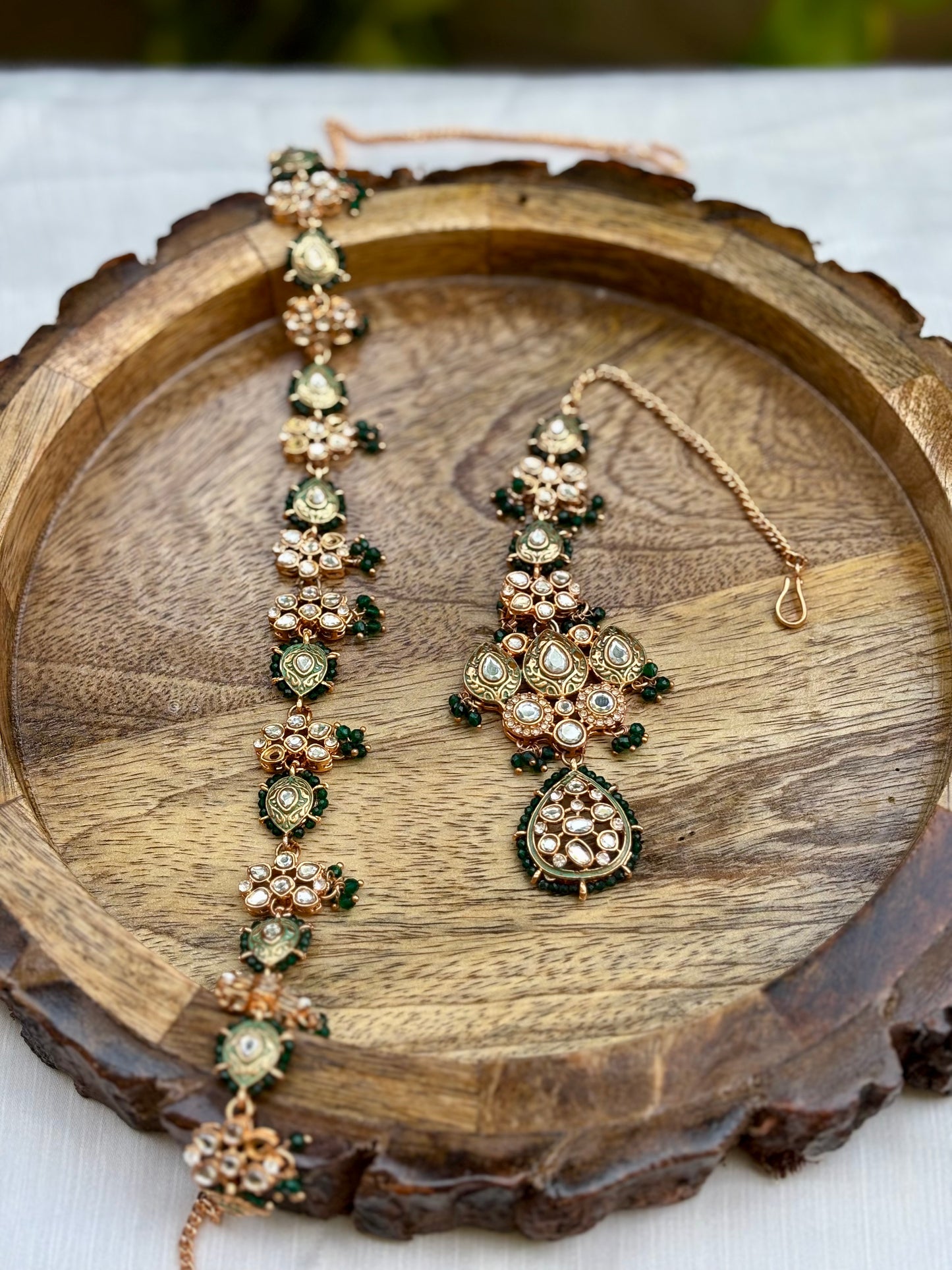 Green Navya Kundan Bridal Jewellery Set