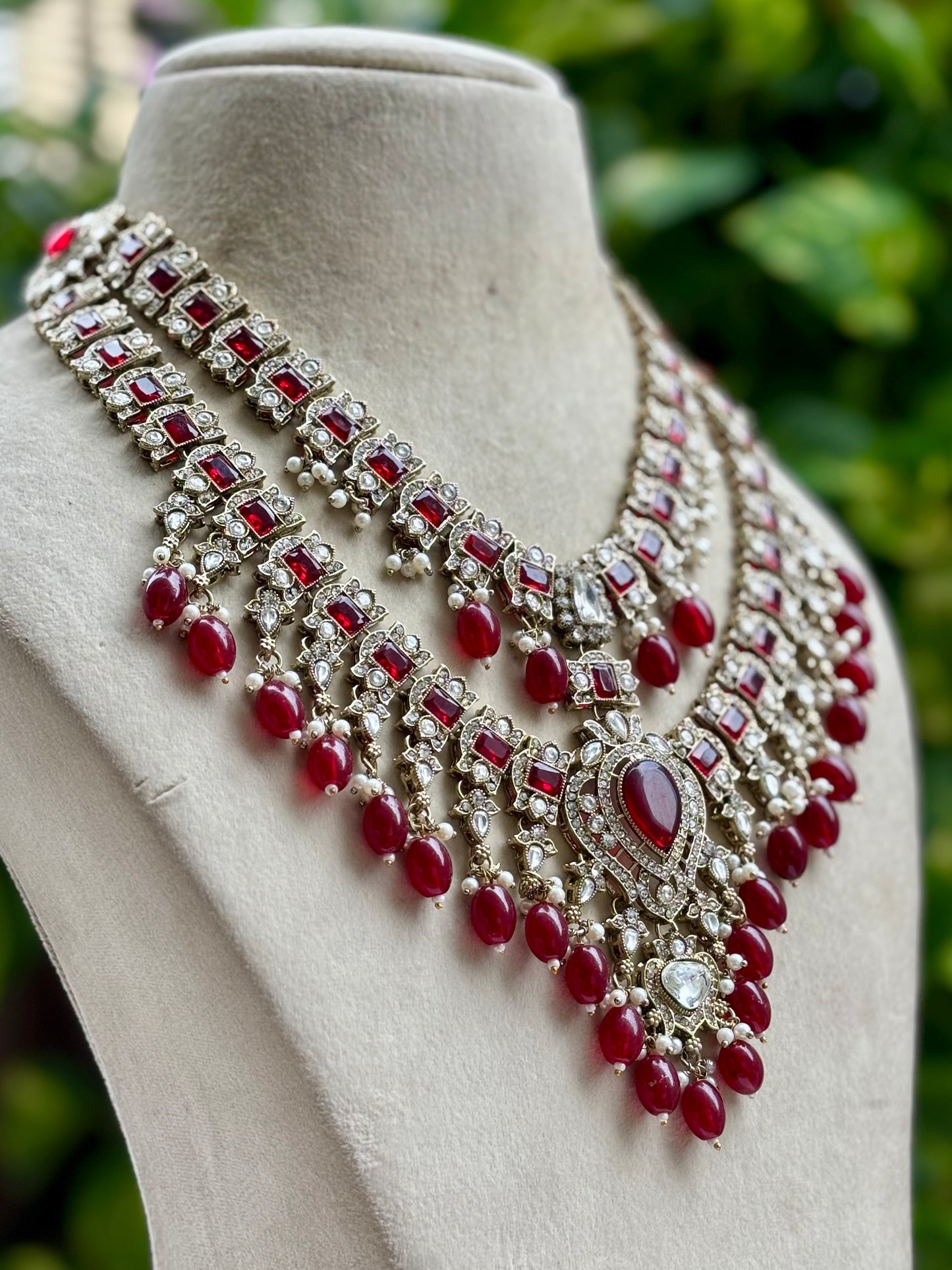 Maroon Elara Kundan Bridal Jewellery Set