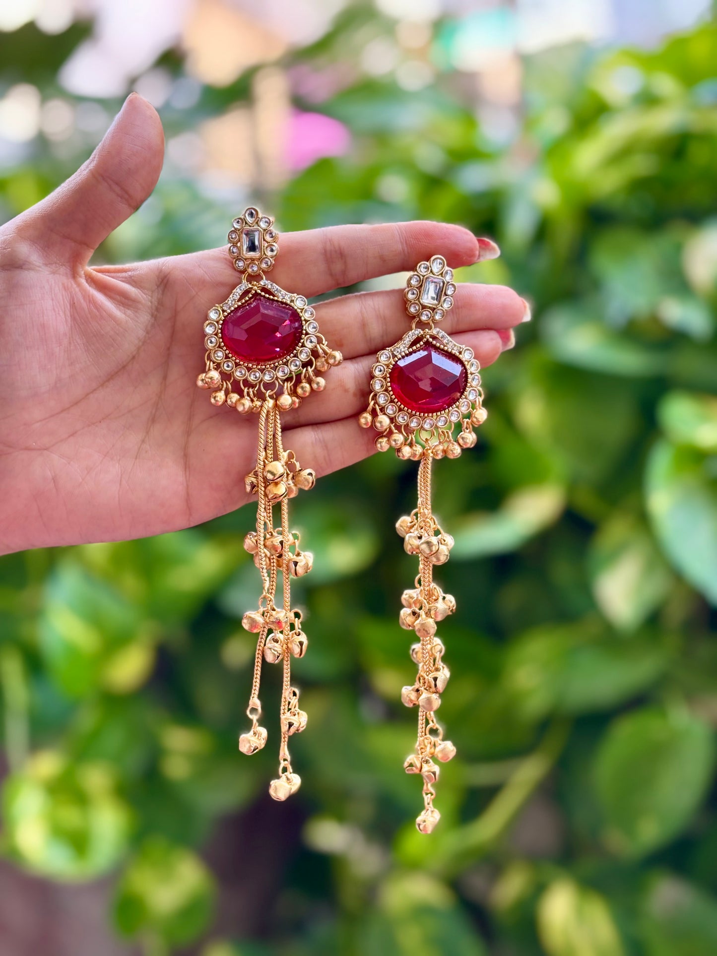 Maroon Ira Kashmiri Earrings