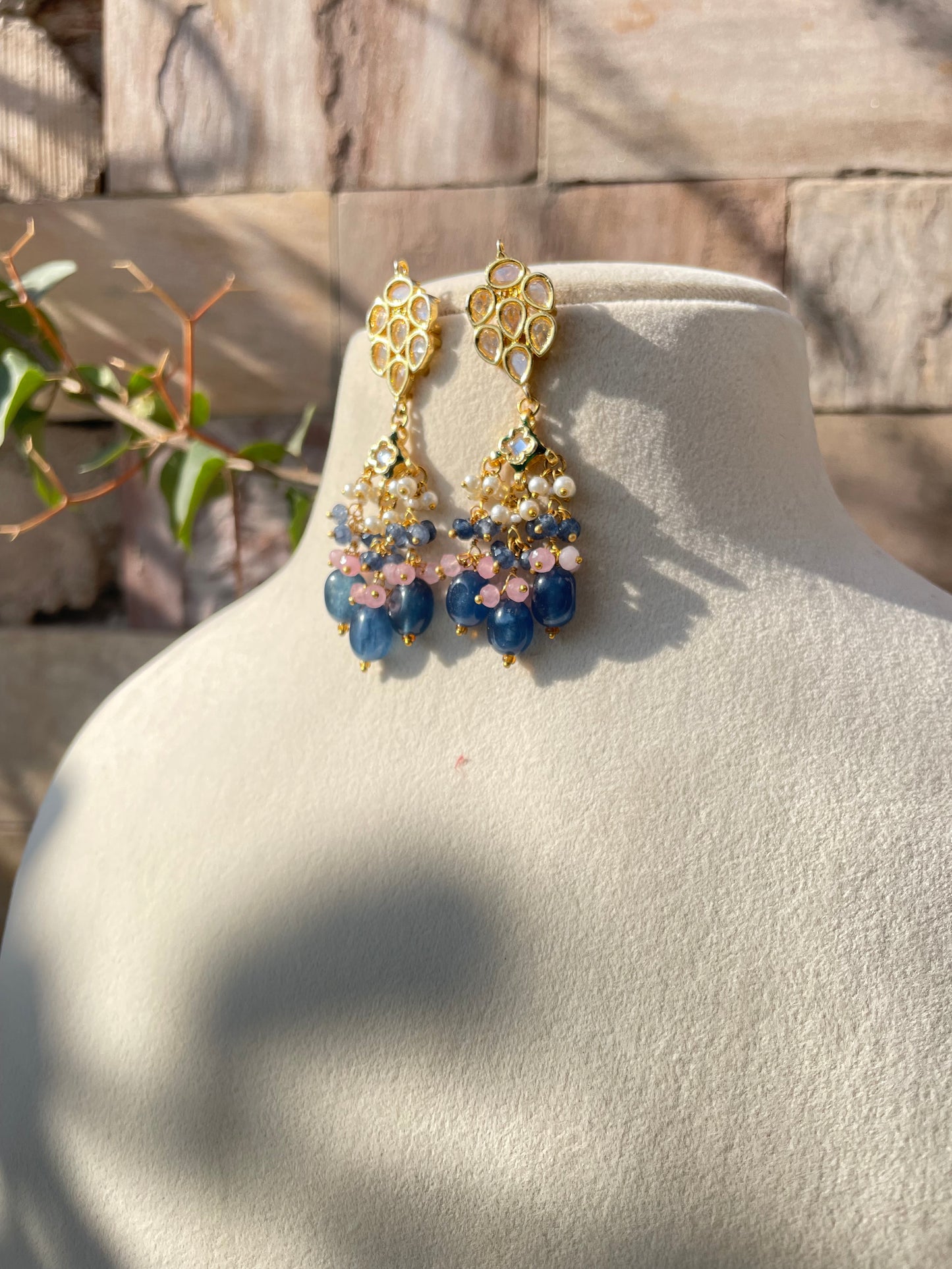 Lavender Purple Quartz Beads Polki choker Jewellery Set