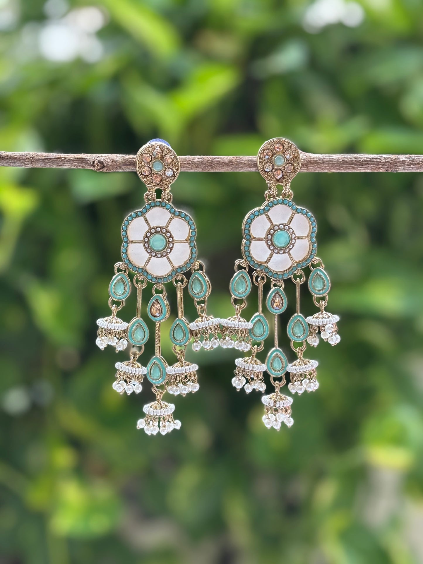 Turquoise Amara Kundan Danglers