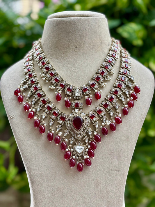 Maroon Elara Kundan Bridal Jewellery Set