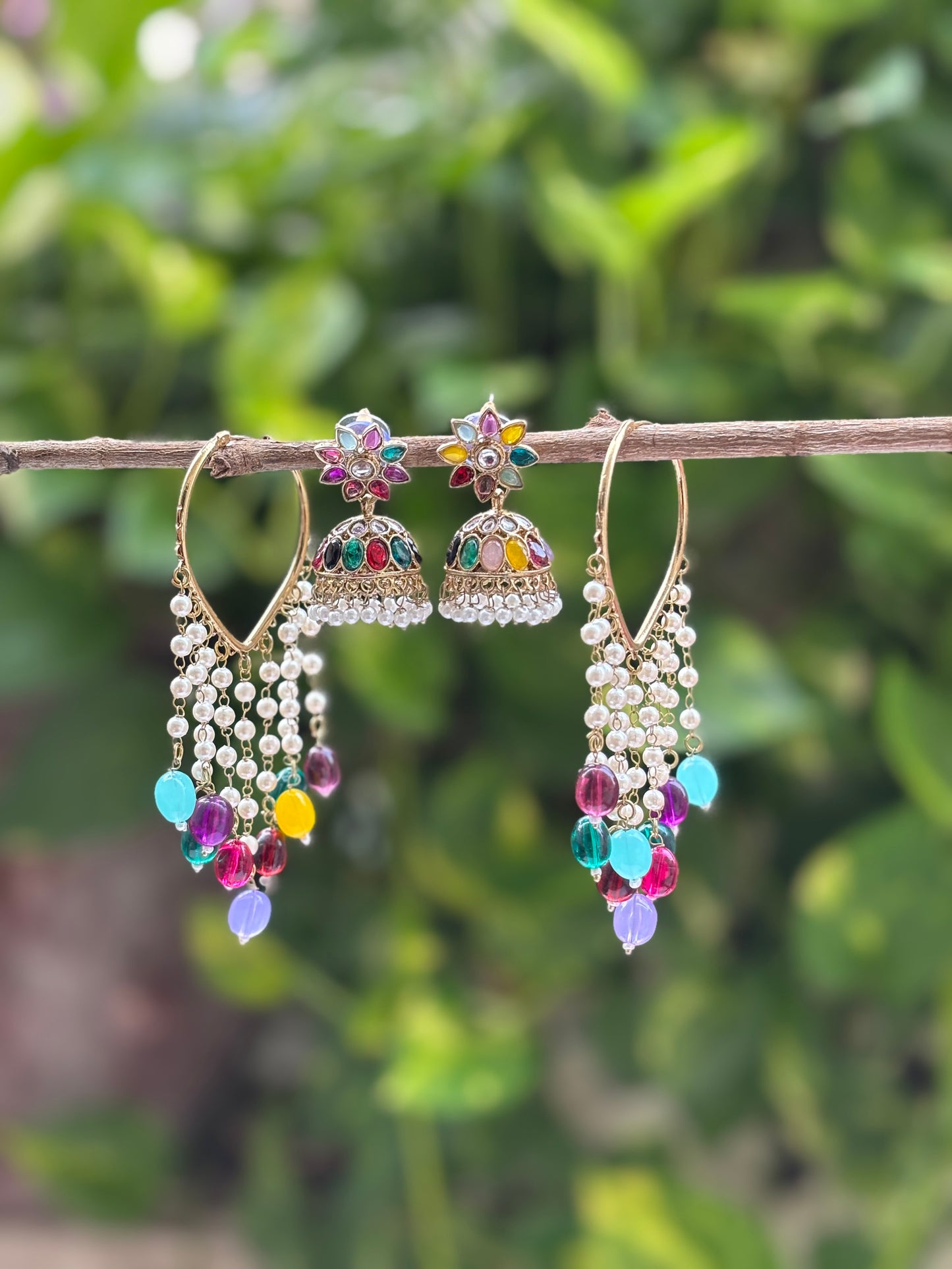 Multicolour 3 in 1 Earrings Set