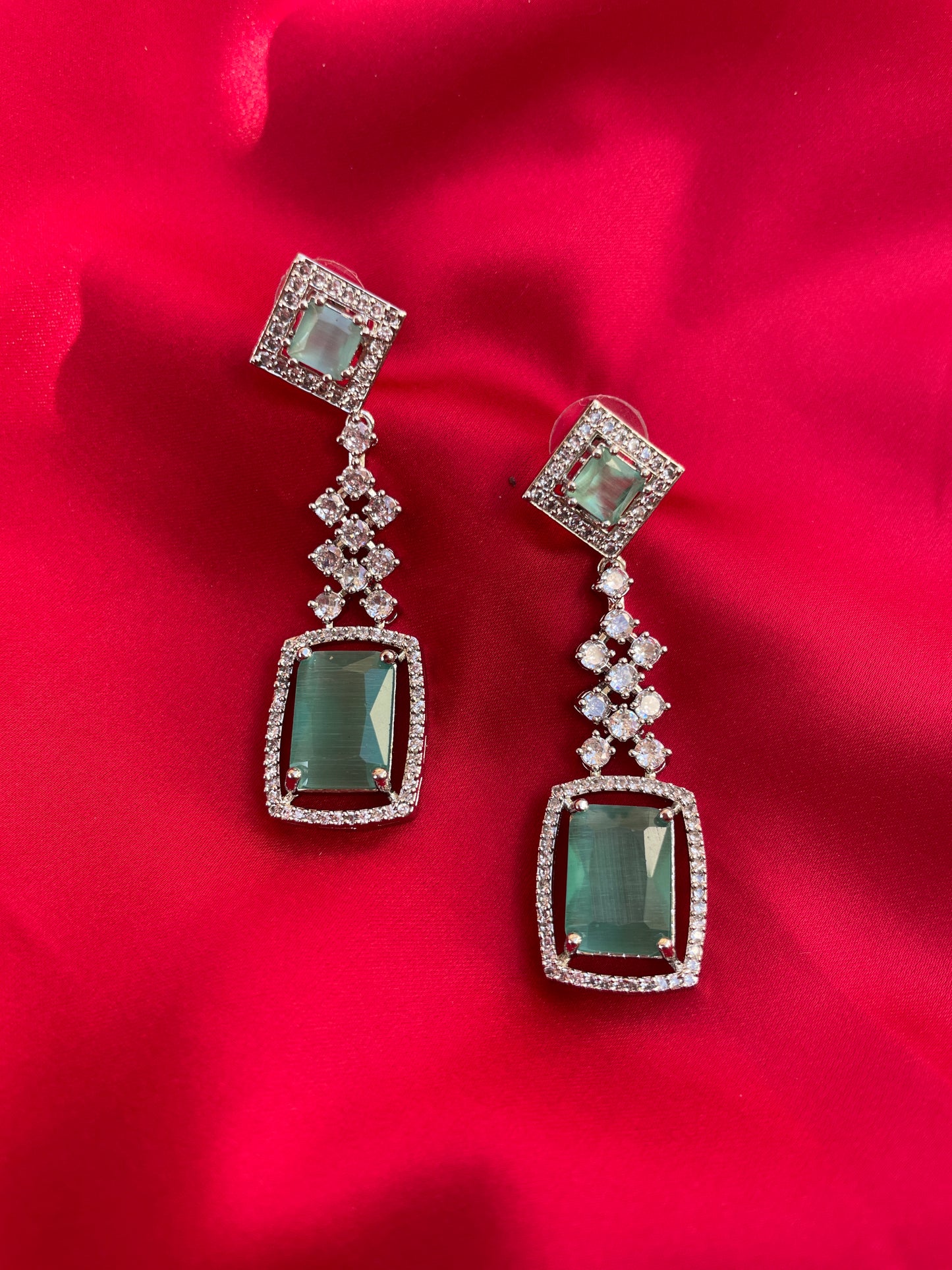Mint Rohini Zirconia Earrings