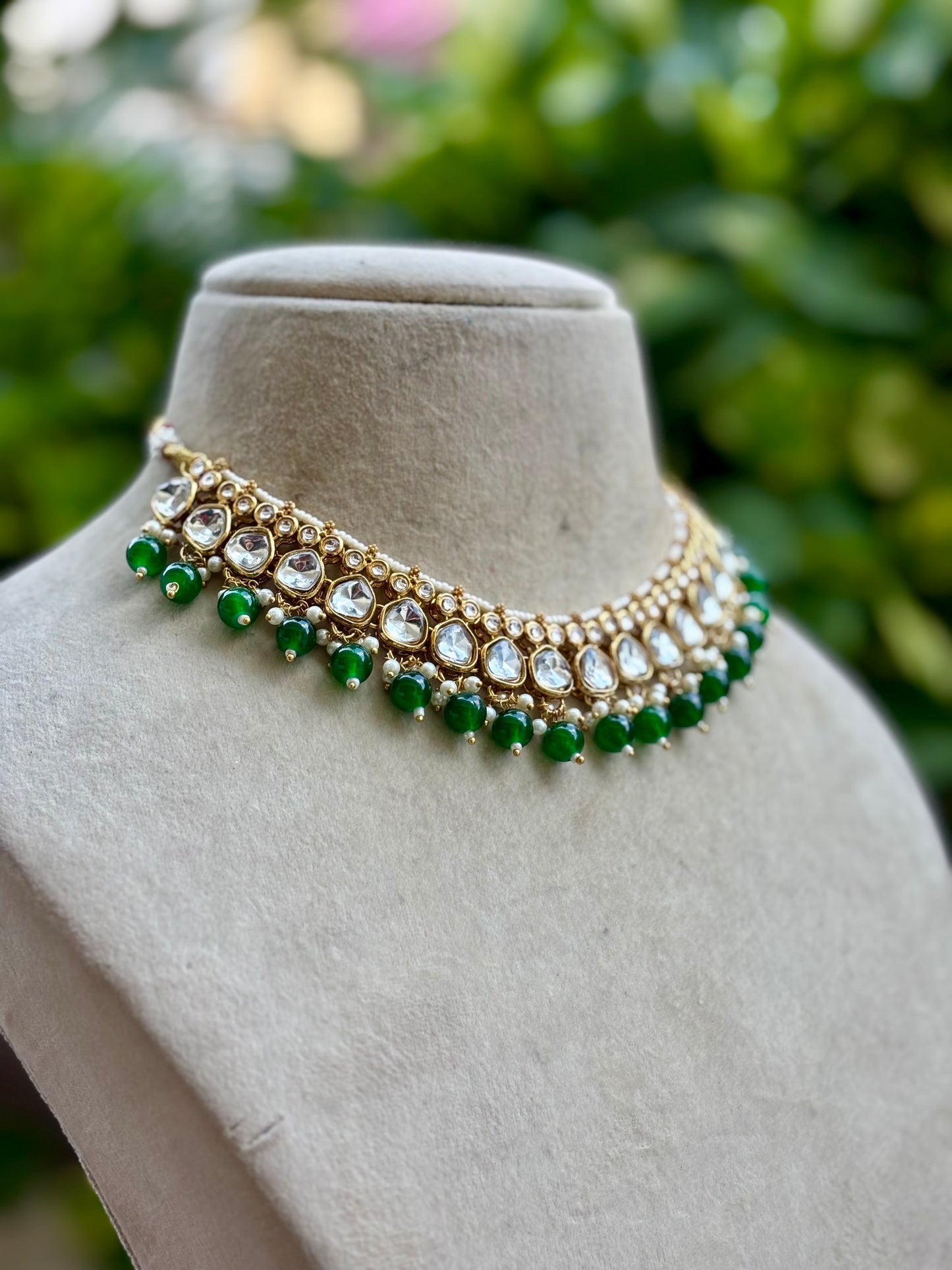 Green Charvi Kundan Jewellery Set