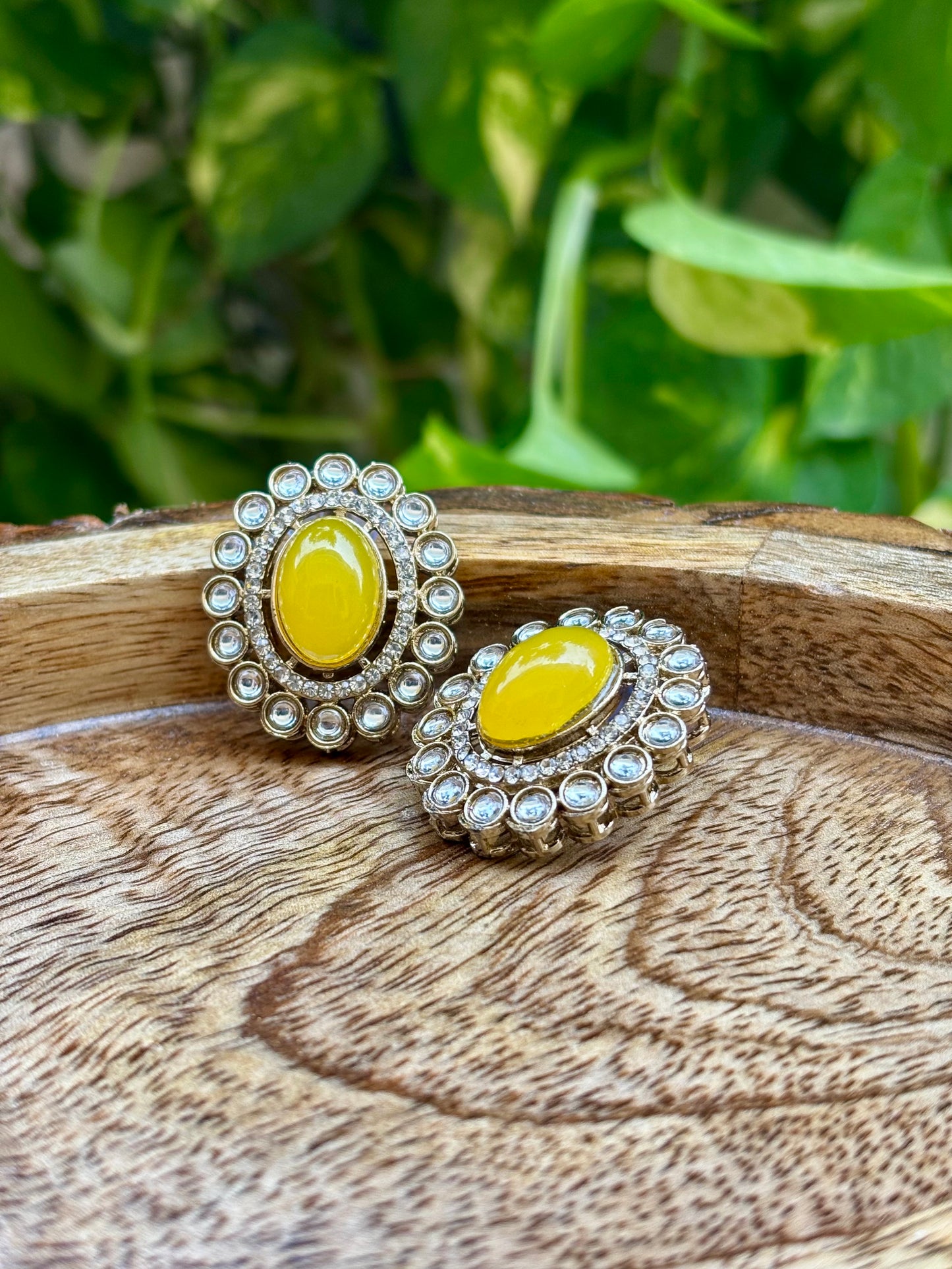 Antique Yellow Iris Studs