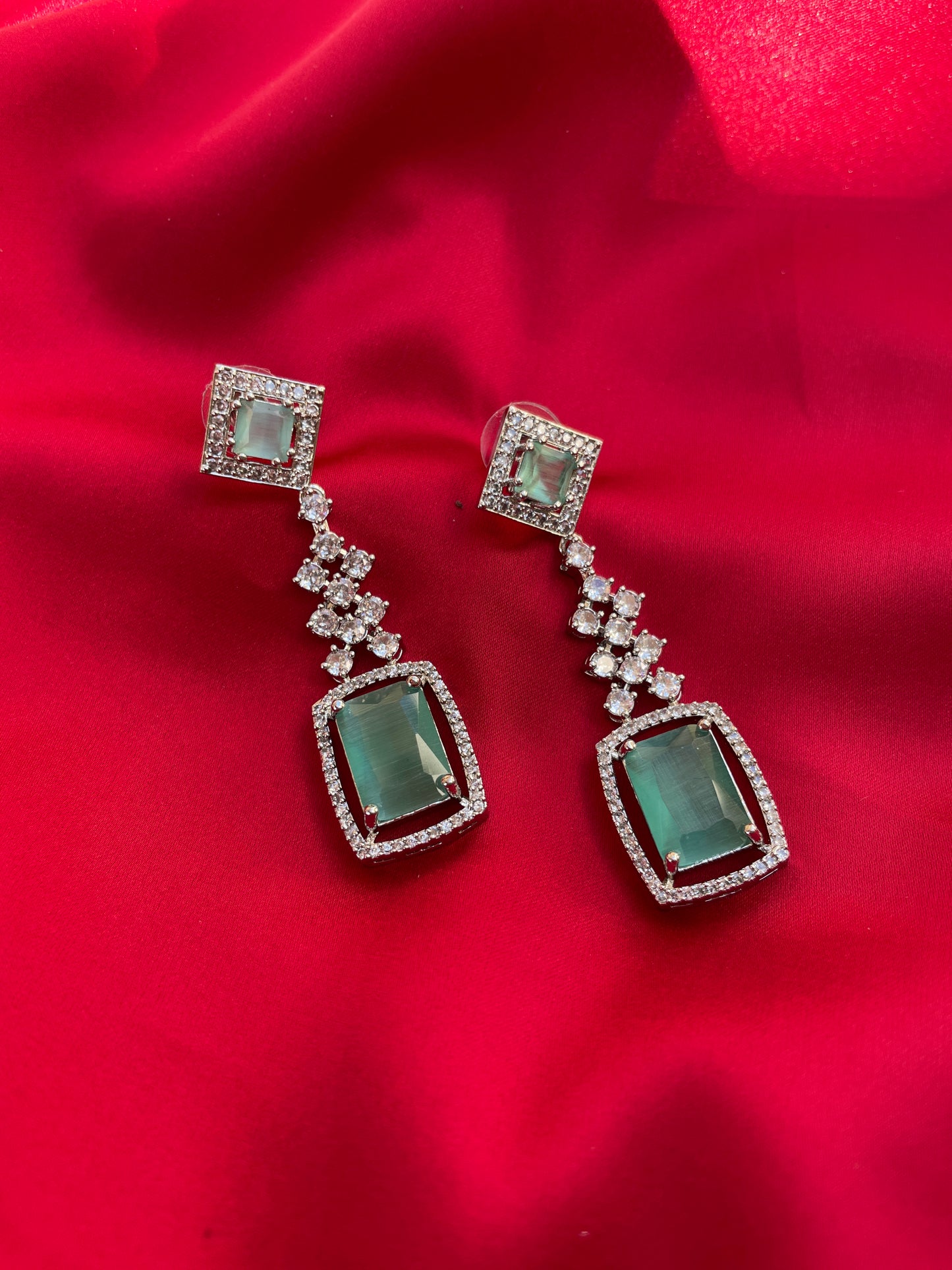 Mint Rohini Zirconia Earrings
