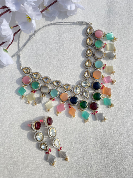 Multicolour Kavy Polki Jewellery Set (Refurbished)