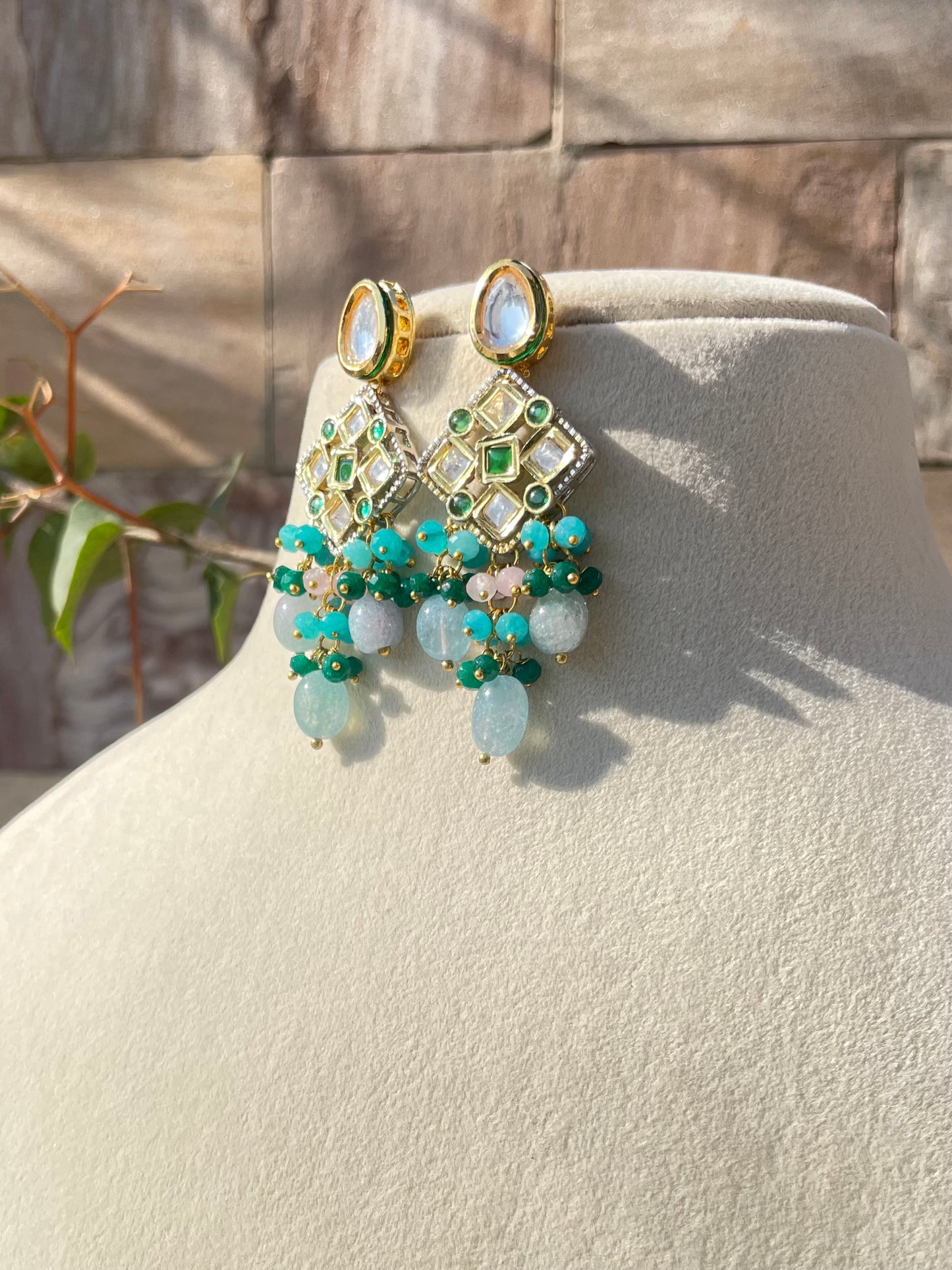 Turquoise Green Pachi Kundan Choker Jewellery Set