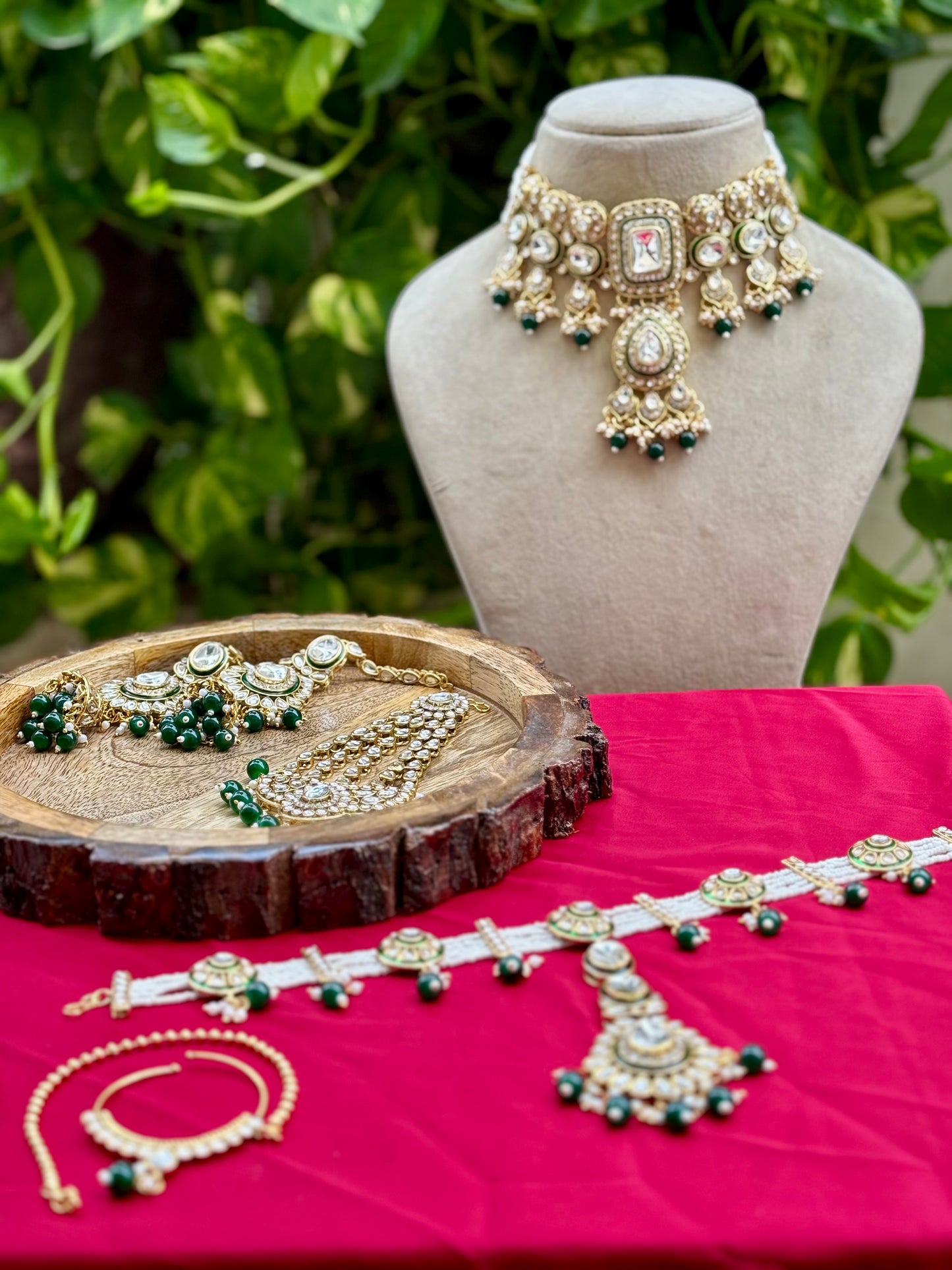 Green Clara Kundan Bridal Jewellery Set