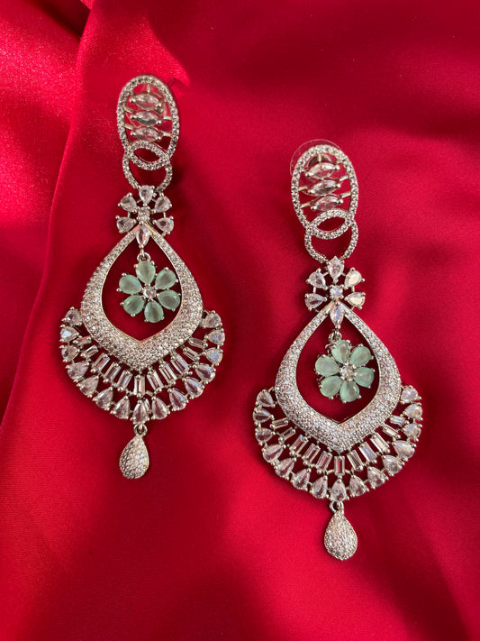 Mint Navy Zirconia Earrings