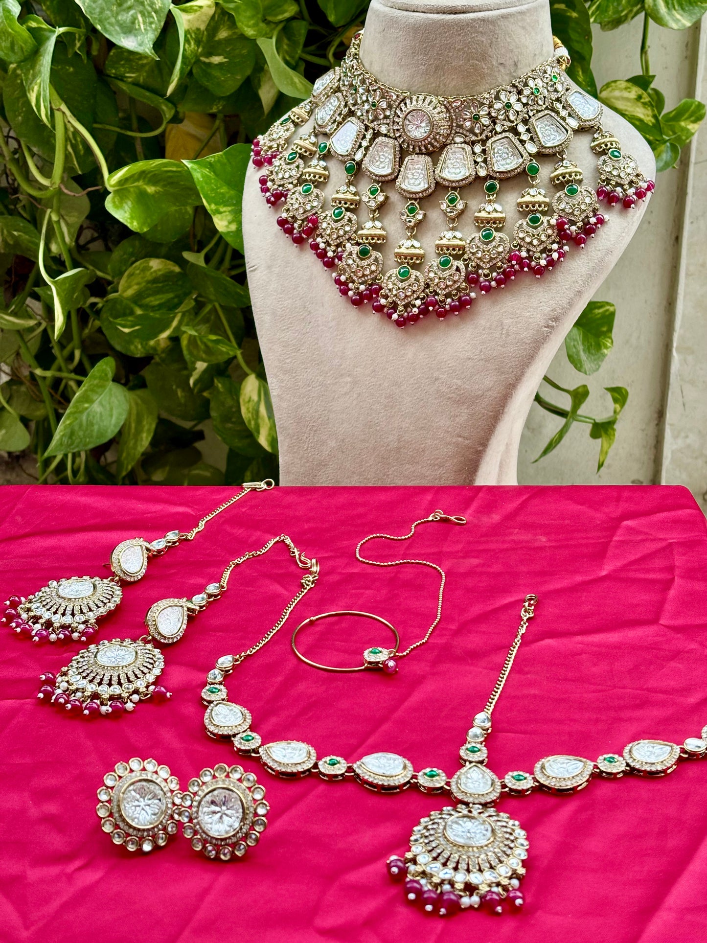 Multicolour Kashiwa Kundan Bridal Jewellery Set