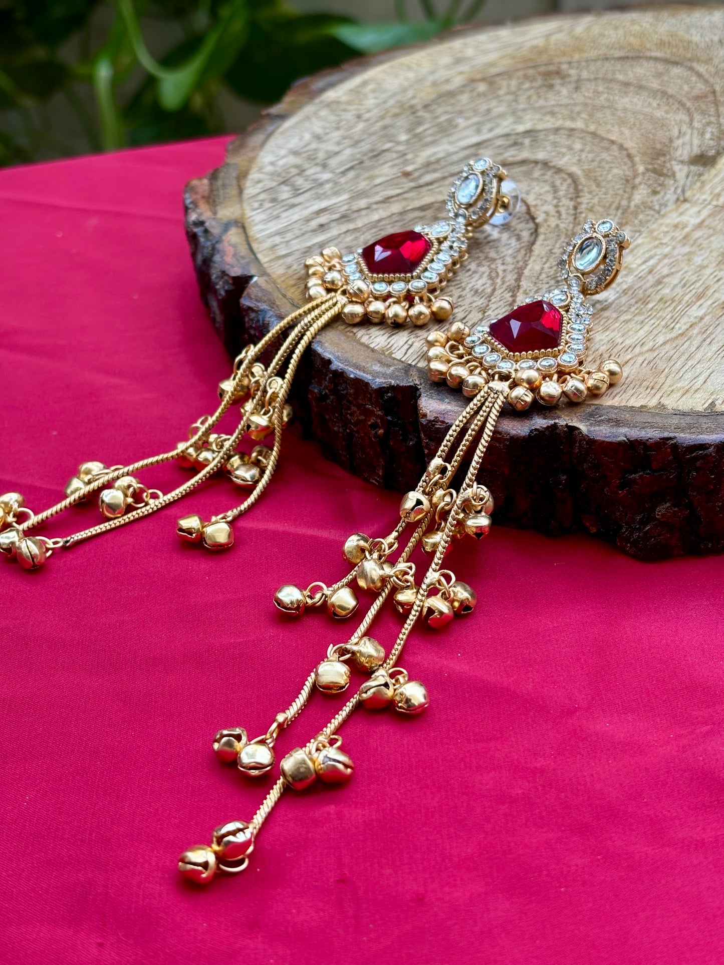 Maroon lsla Kashmiri Earrings