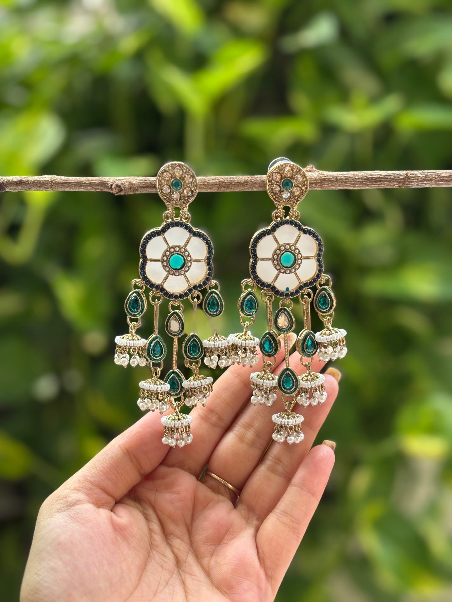 Rama Green Amara Kundan Danglers