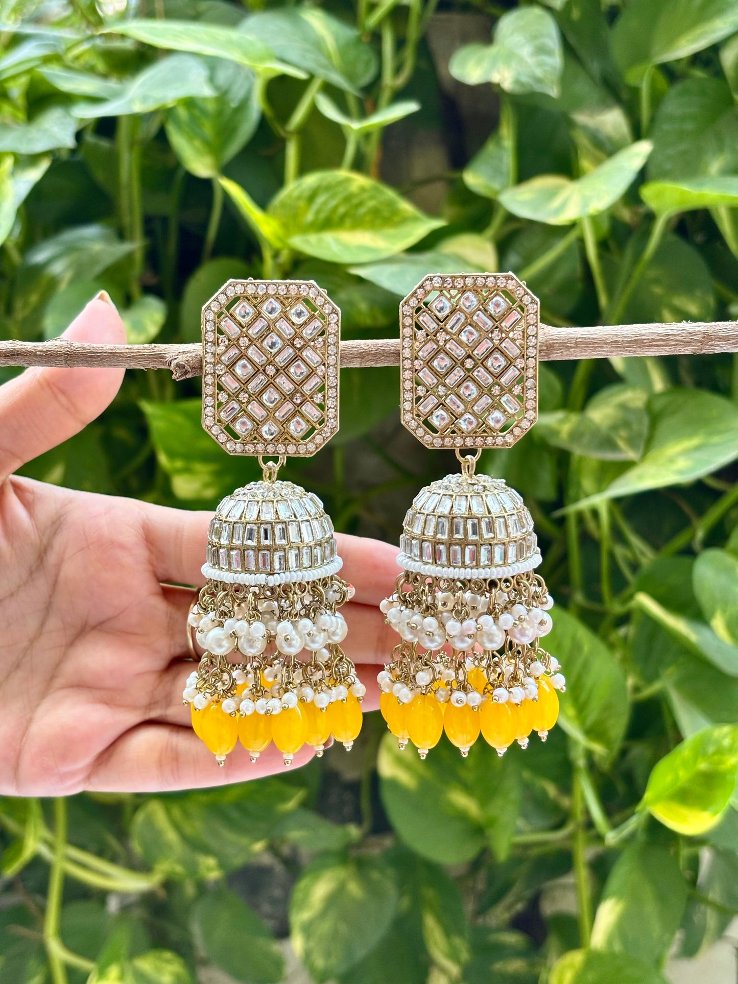 Yellow Sandya Jhumkis