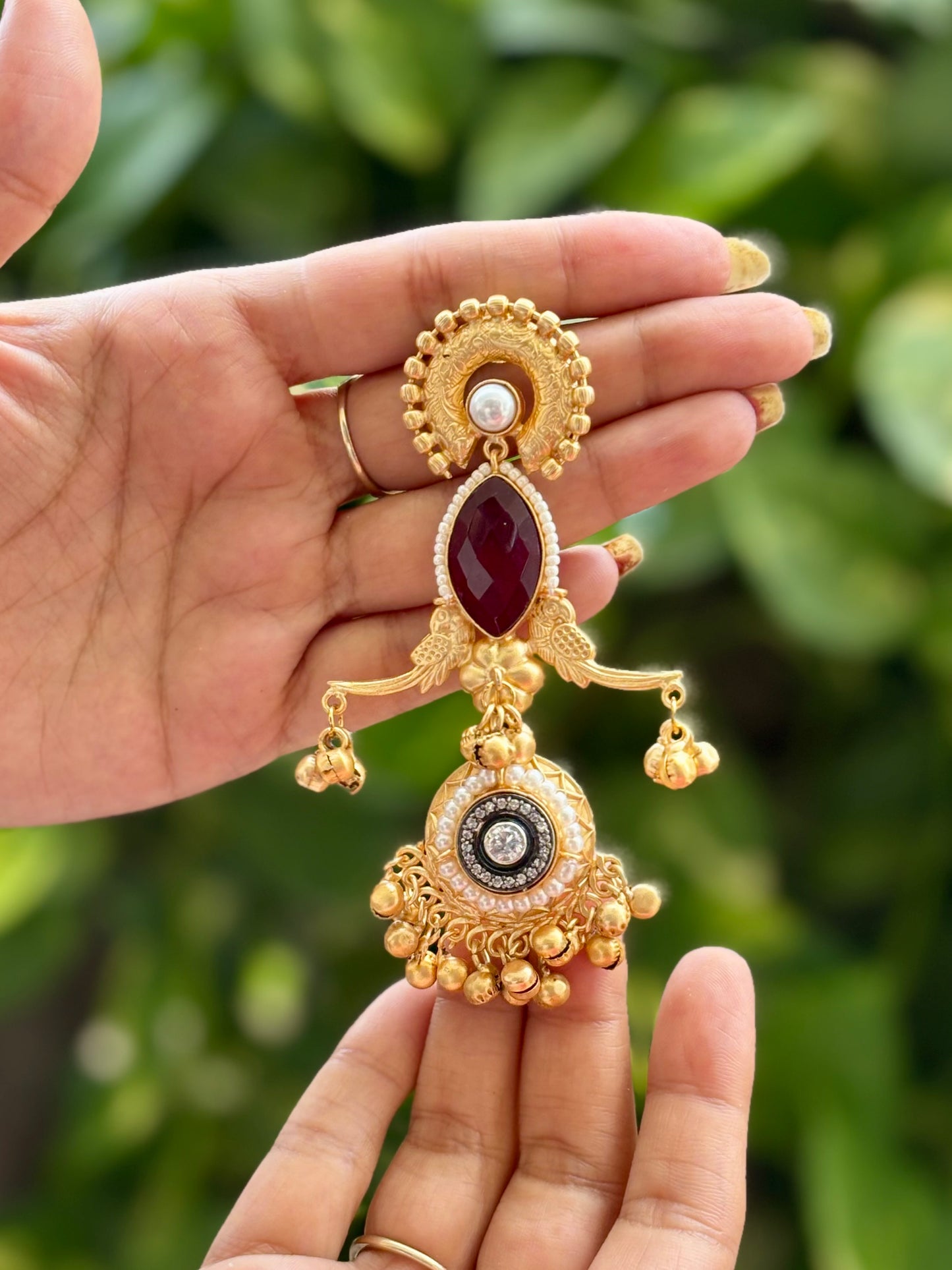 Maroon Zoya Kashmiri Earrings