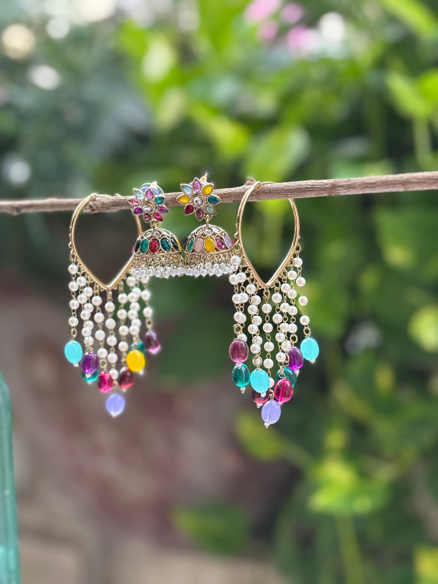 Multicolour 3 in 1 Earrings Set