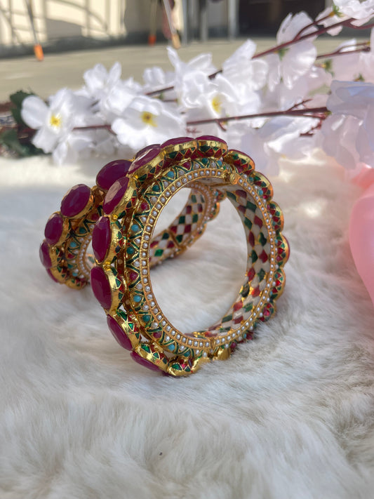 Ruby Rajwada Pacheli Bangles (Size 2’8)