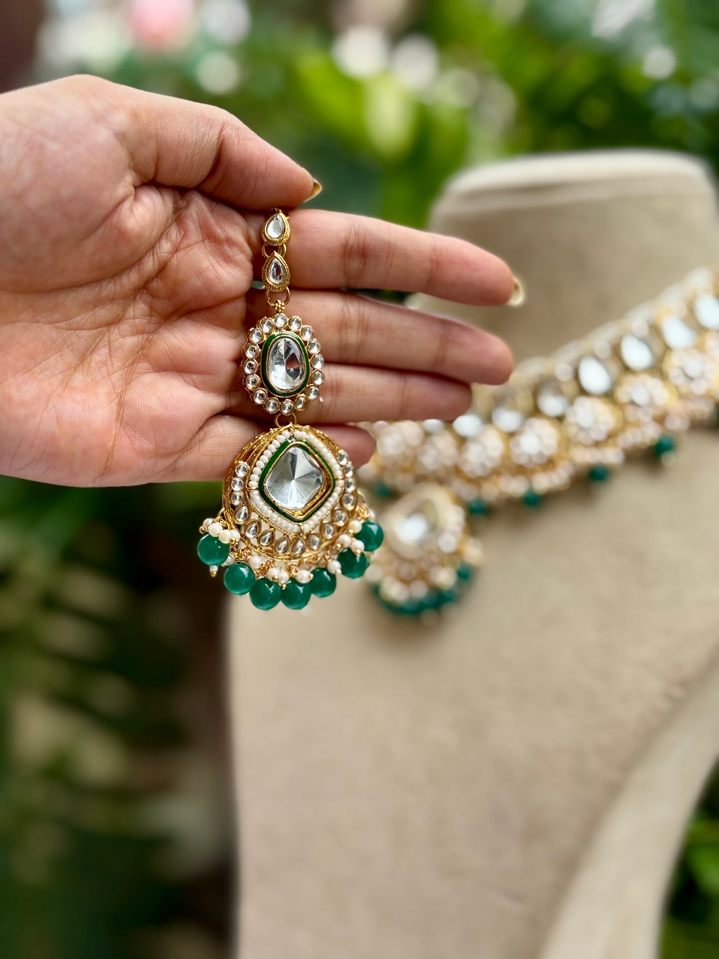 Green Krati Kundan Jewellery Set