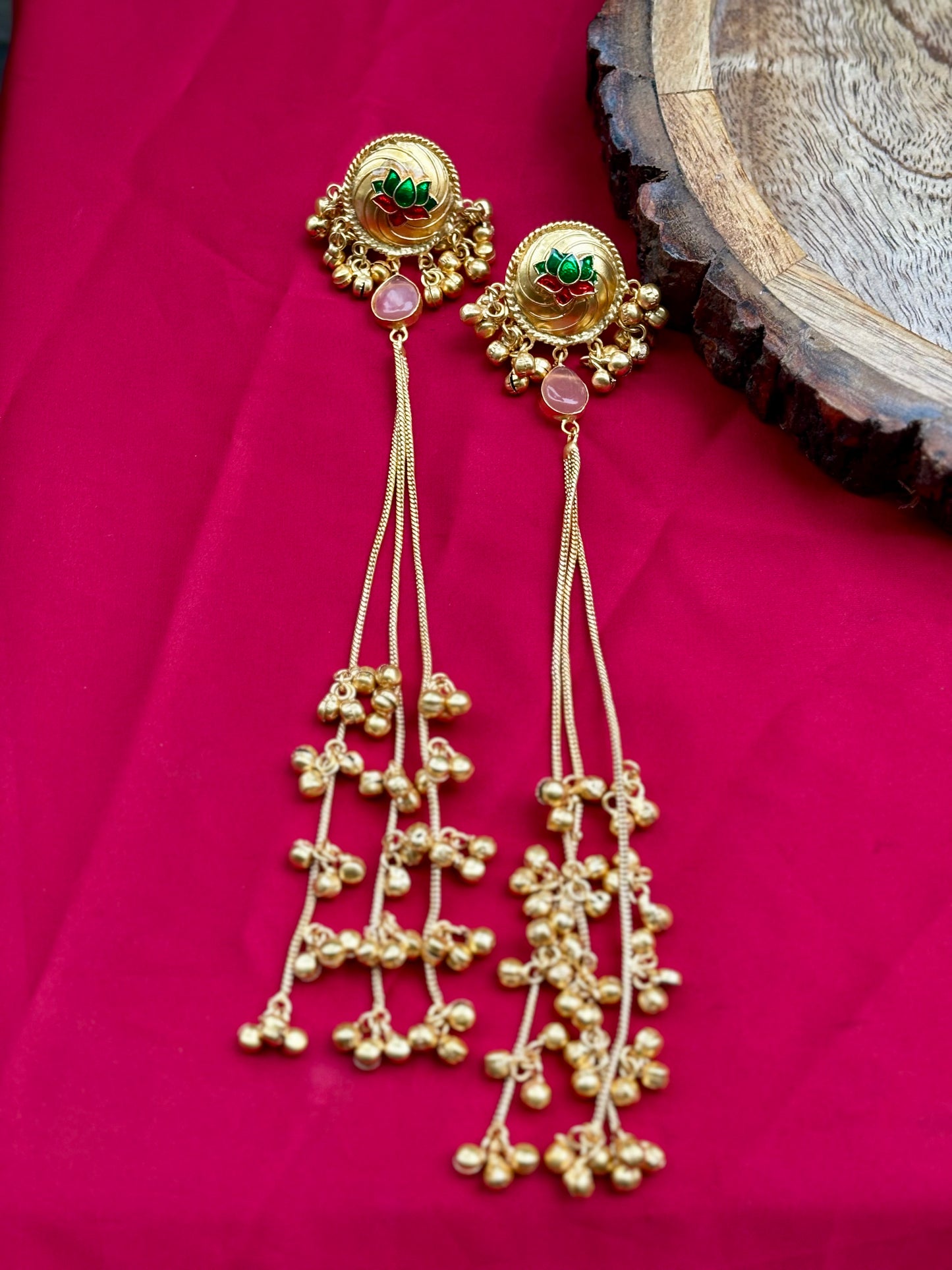 Multi Pink Sahar 9inch Kashmiri Earrings