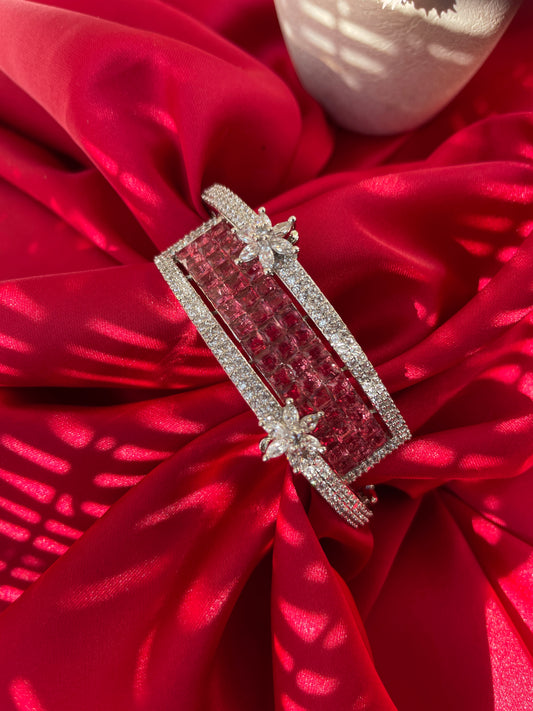 Pink Olive Zirconia Princess Setting Bracelet