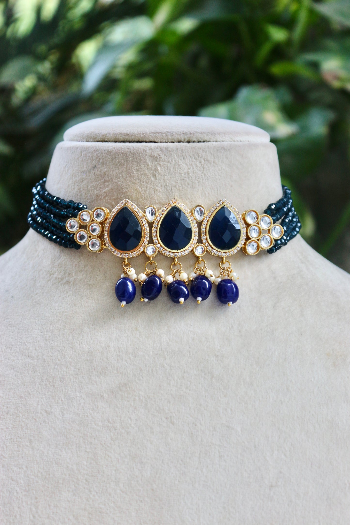 Blue Tanvi Kundan Jewellery Set