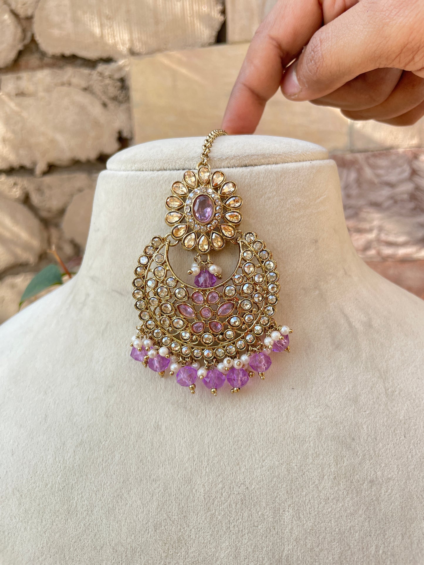 Purple Antique Anshika Kundan Jewellery Set