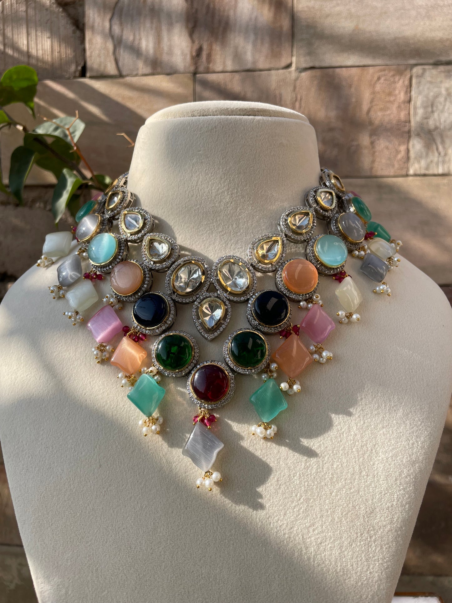 Multicolour Kavy Polki Jewellery Set (Refurbished)