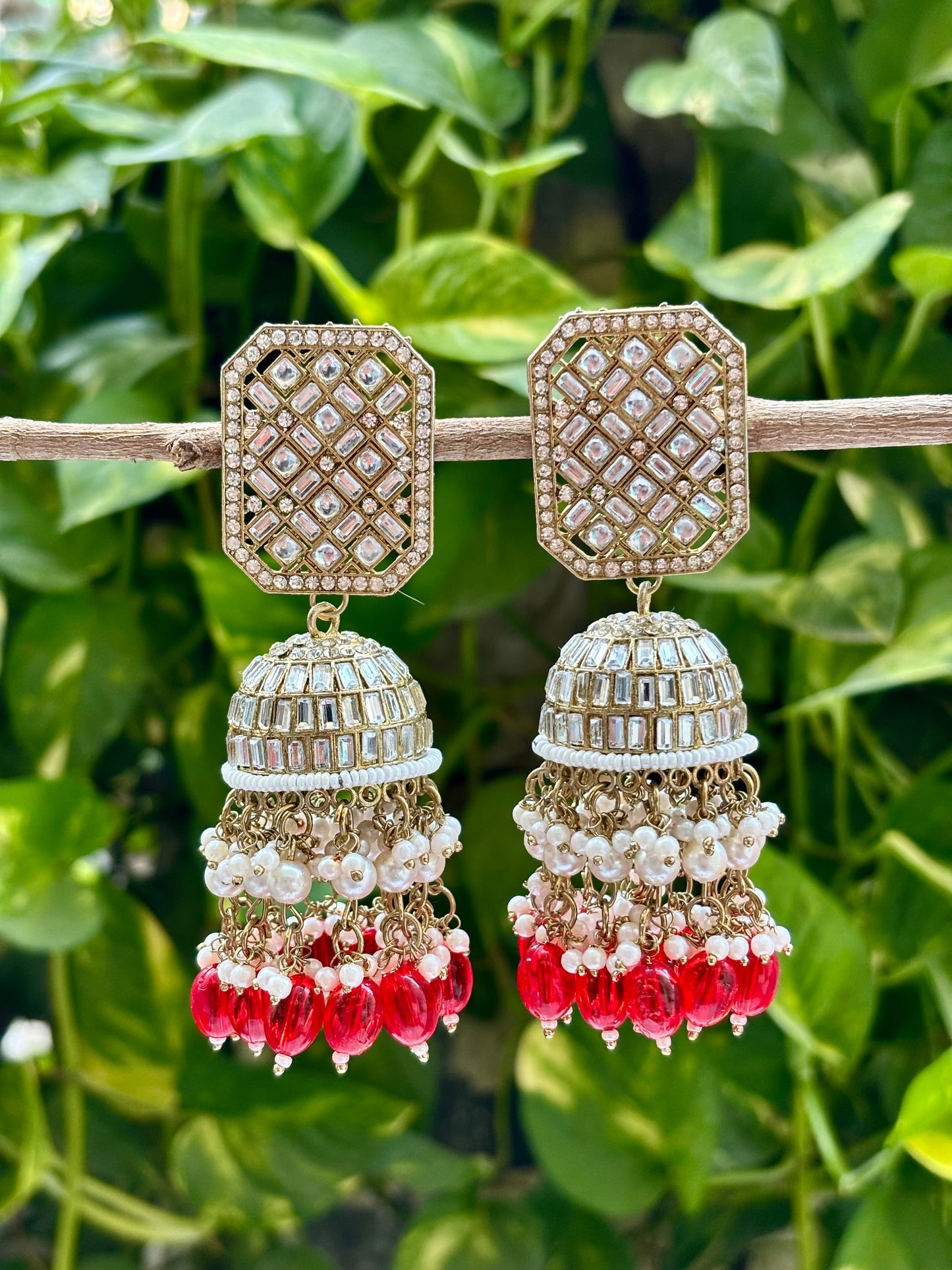 Red Sandya Jhumkis