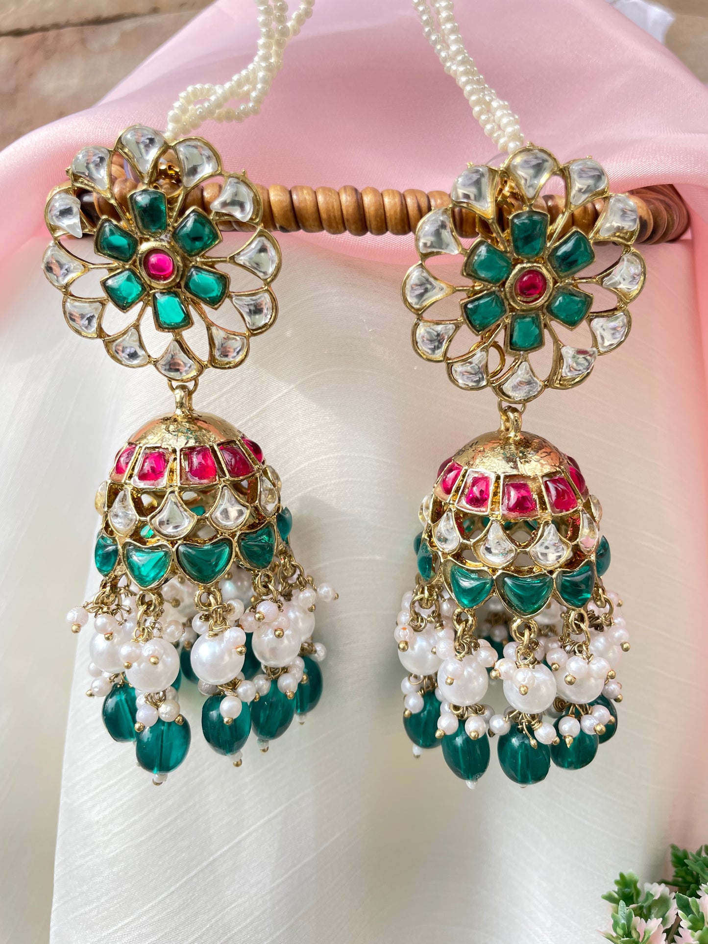 Green Ruby Mohana Jhumkis