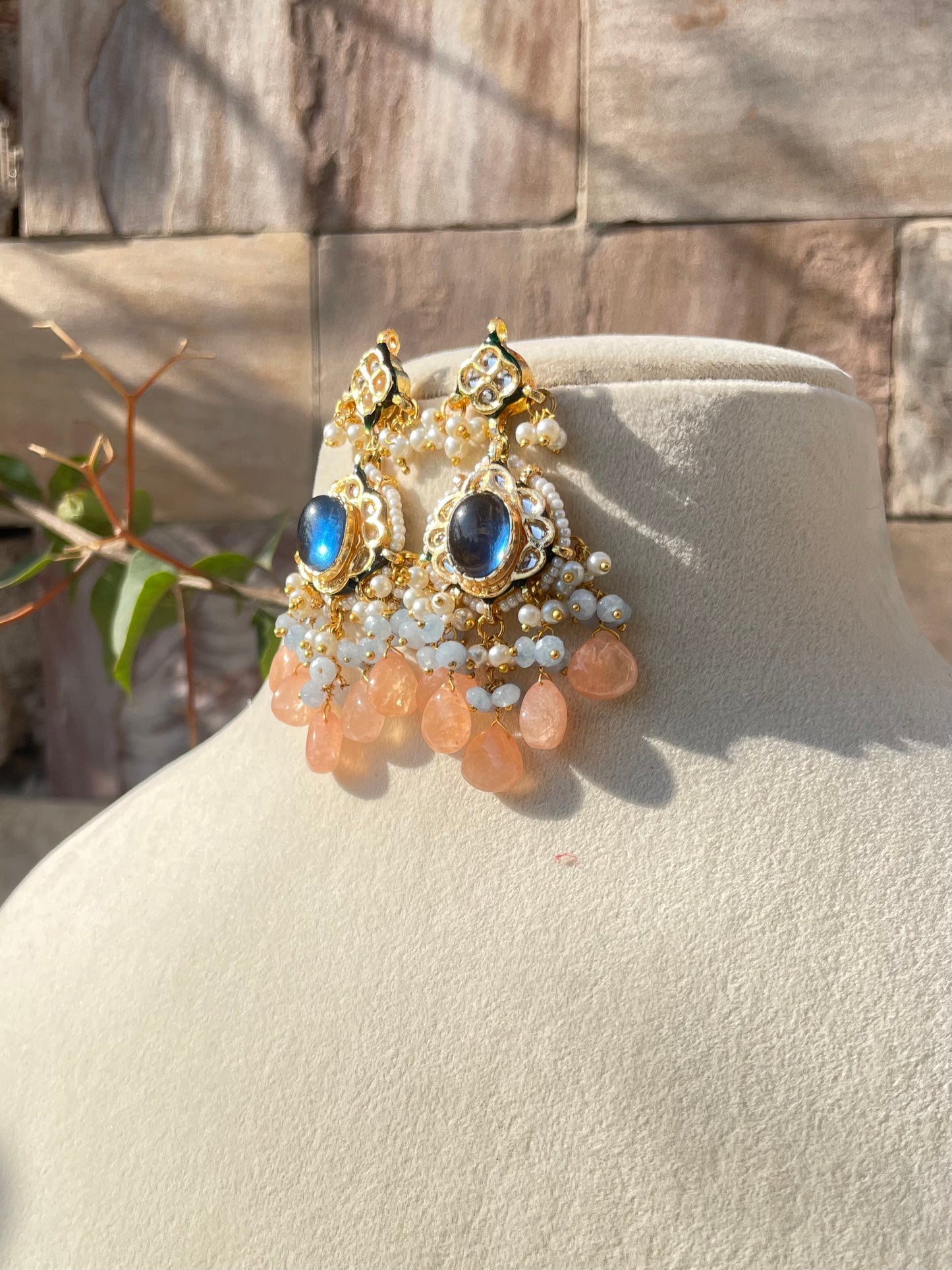 Blue Orange Muriel Kundan Necklace