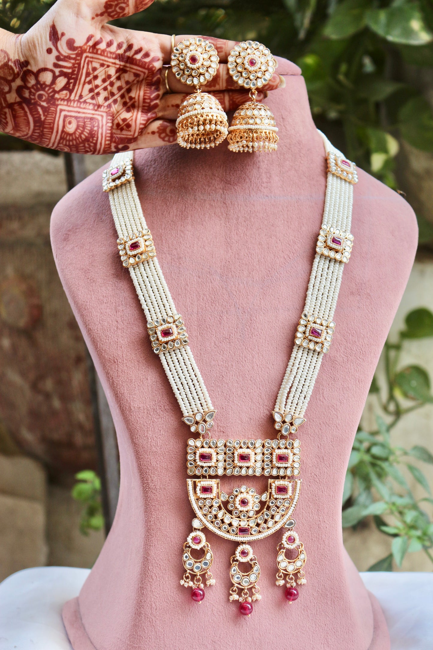 Pink Rabya Kundan Jewellery Set