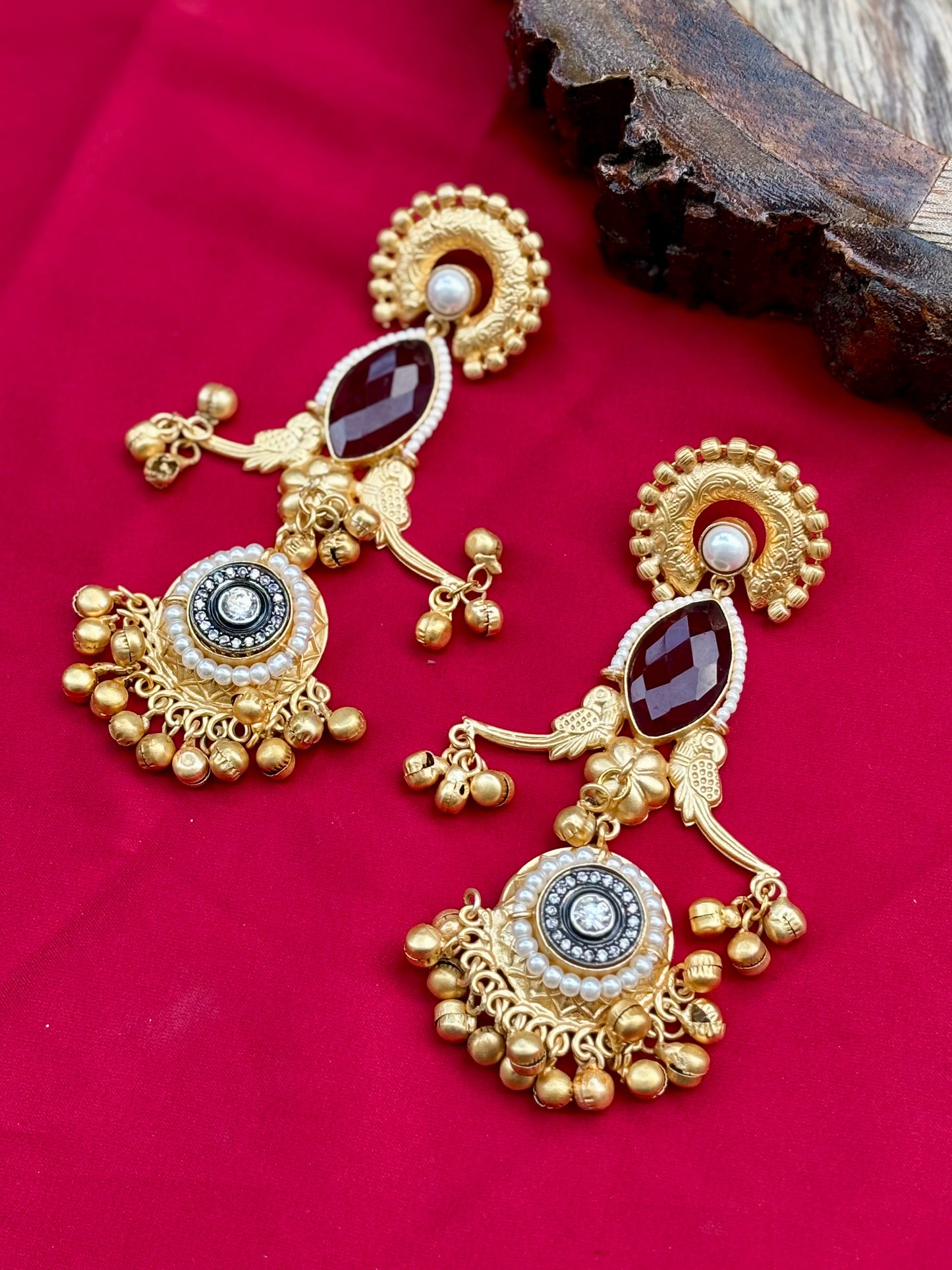 Maroon Zoya Kashmiri Earrings