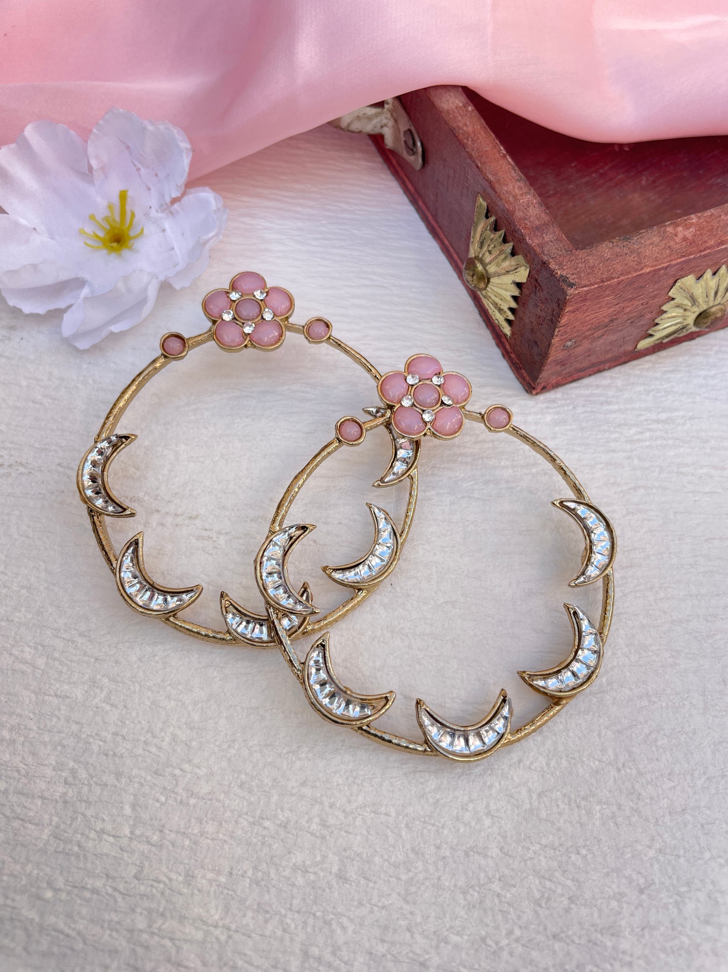 Pink Geet Hoops Chandbalis