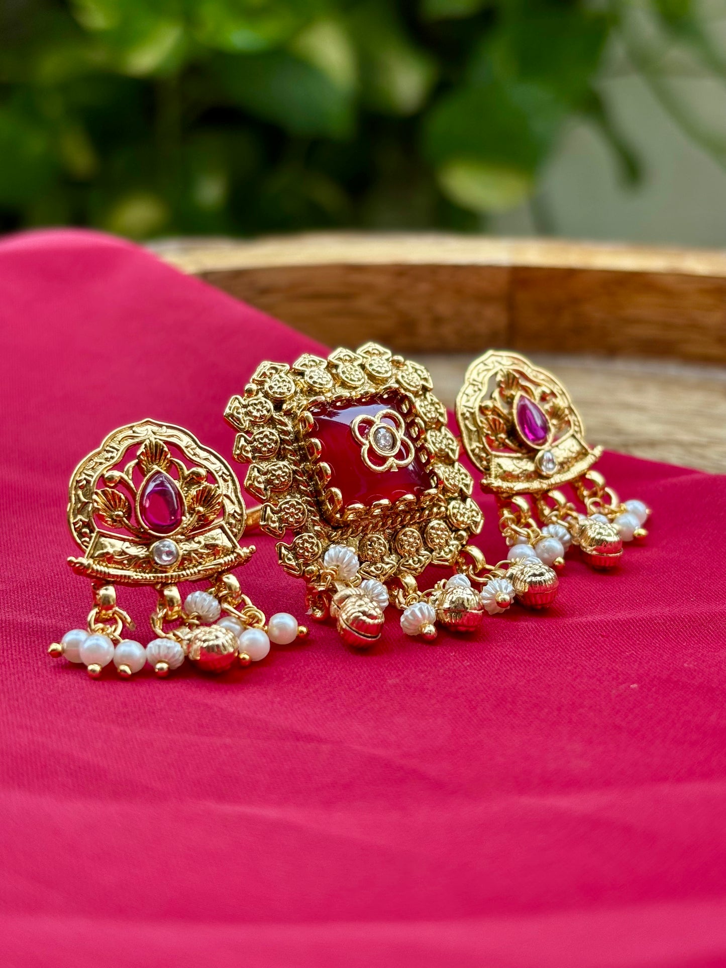 Ruby Taranya Heritage Ring Jewellery Set