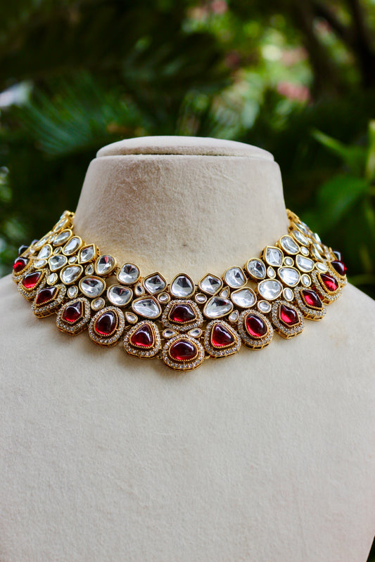 Maroon Kirti Kundan Jewellery Set