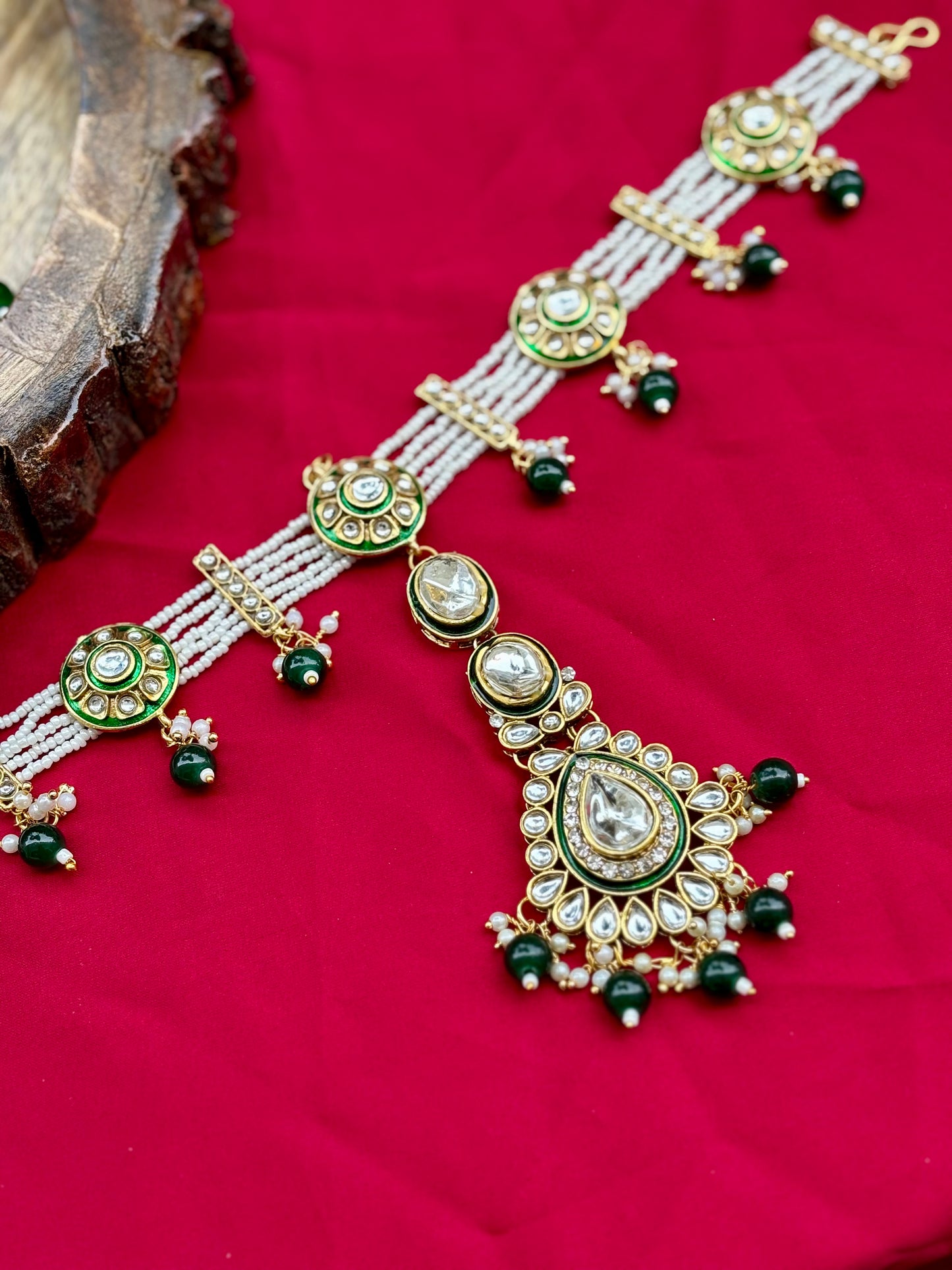 Green Clara Kundan Bridal Jewellery Set