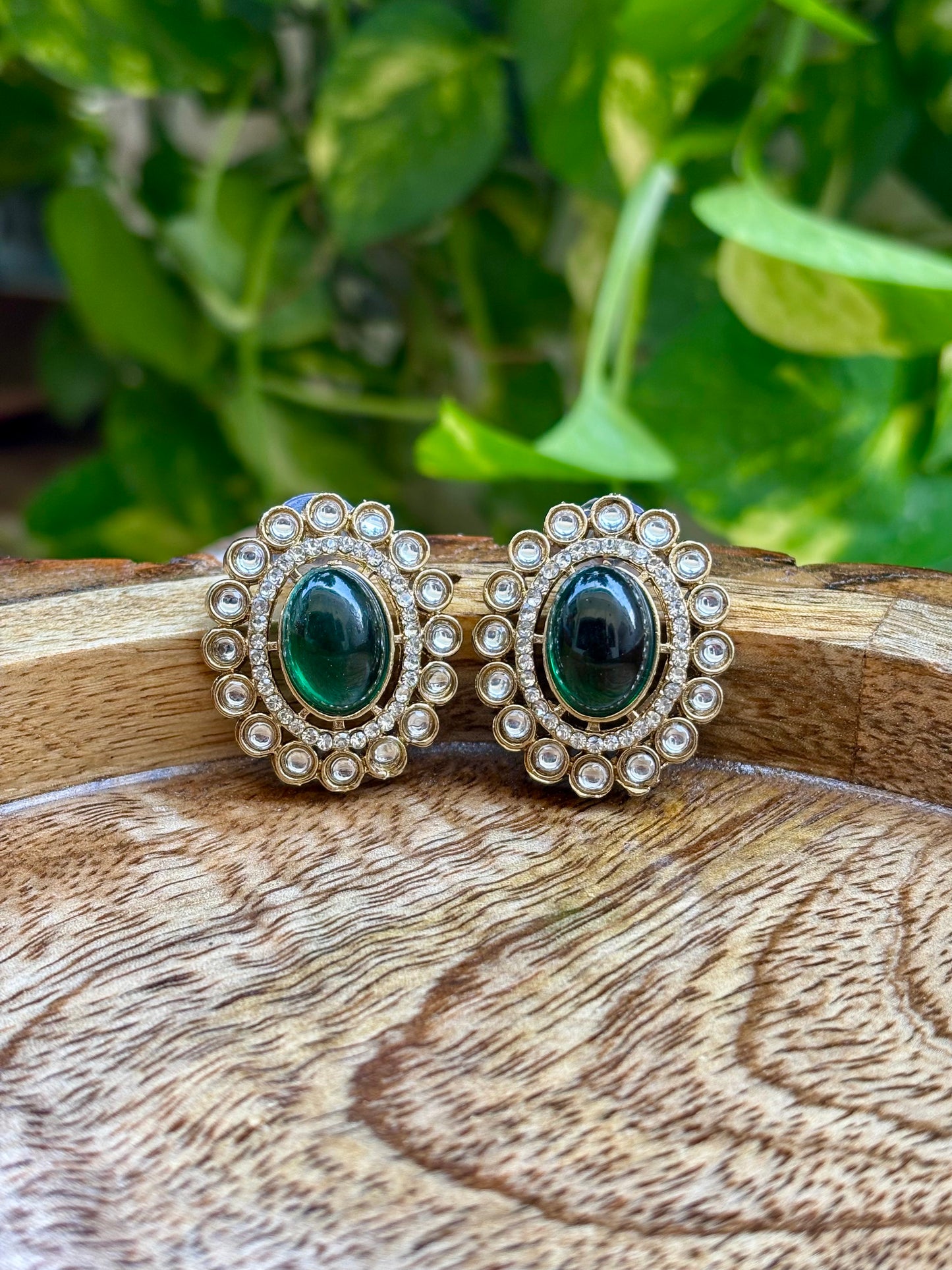 Antique Emerald Iris Studs