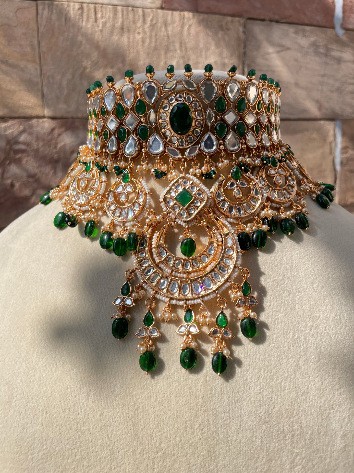 Emerald Green Parvati Complete Bridal Jewellery Set