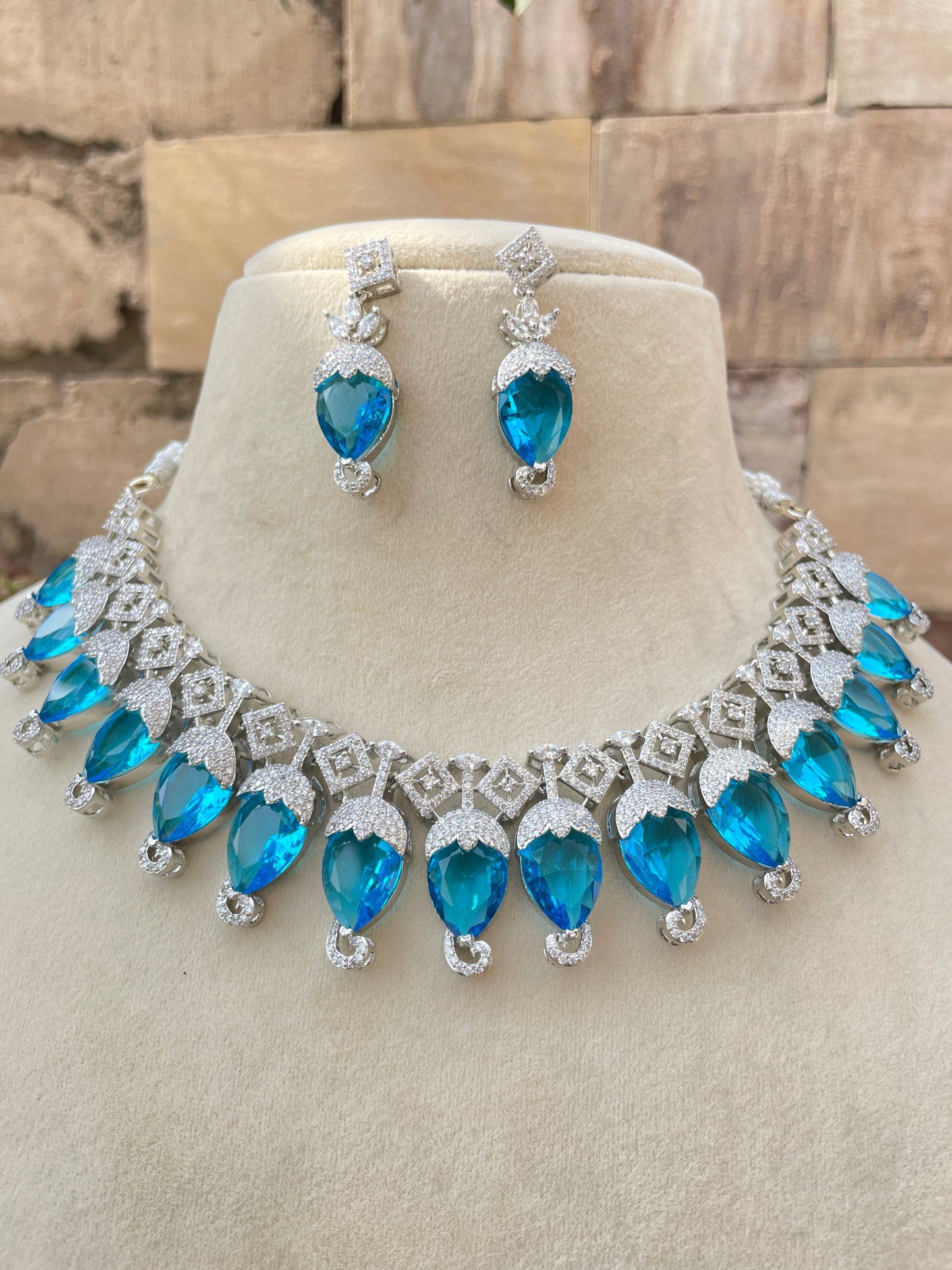 Sky Blue Priya Zirconia Jewellery Set