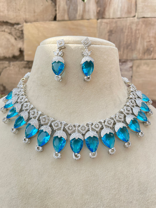 Sky Blue Priya Zirconia Jewellery Set