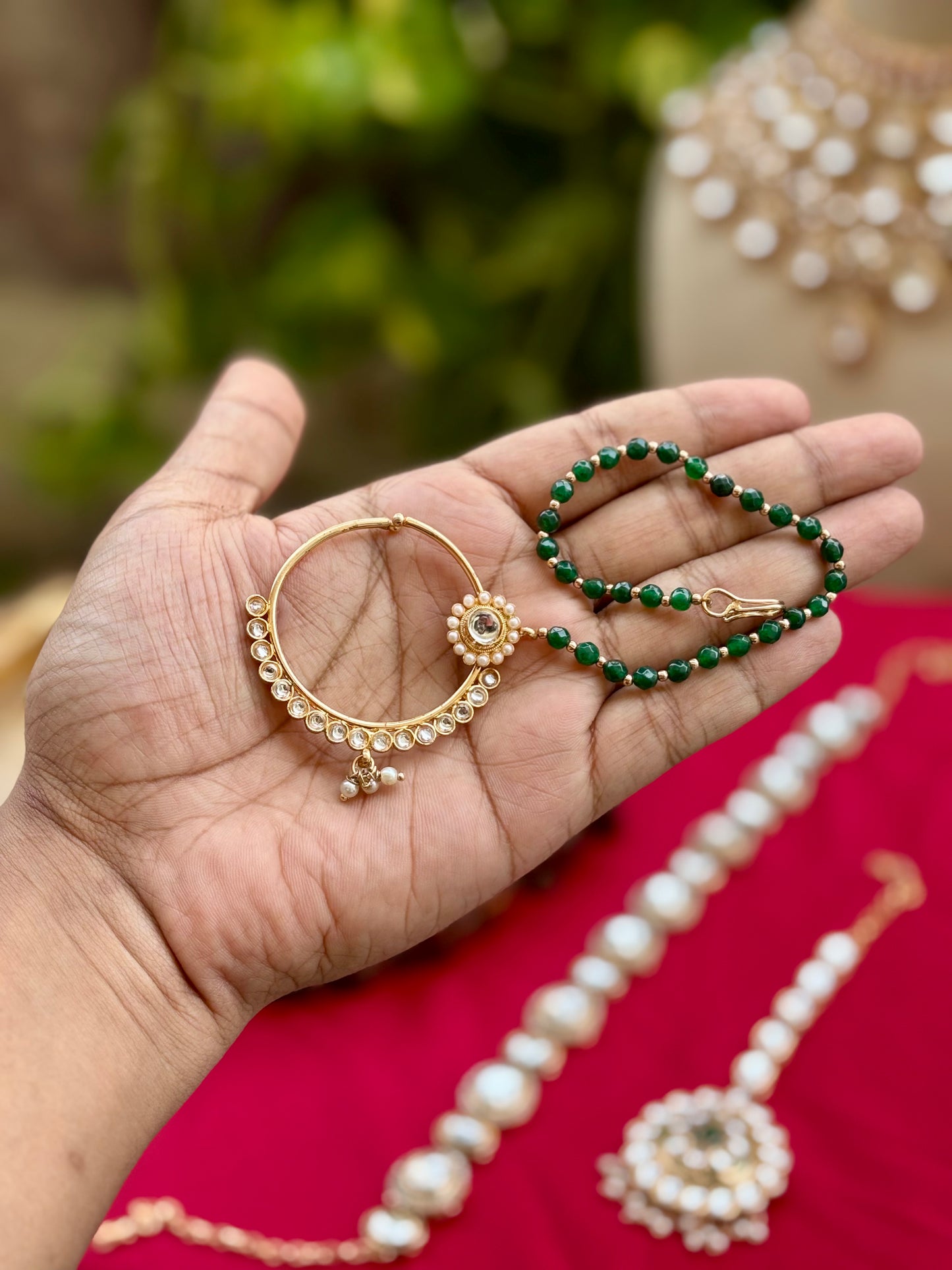 Green Nayobi Kundan Bridal Jewellery Set