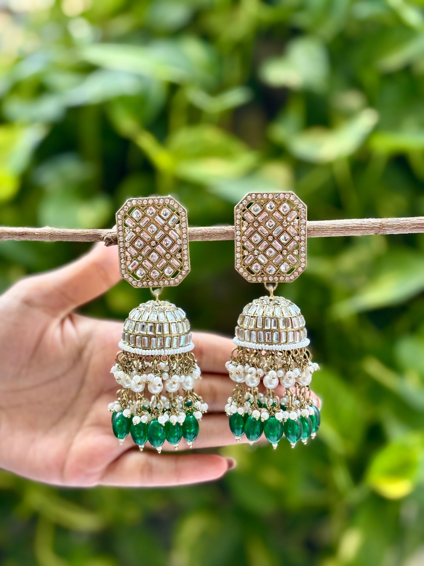 Green Sandya Jhumkis