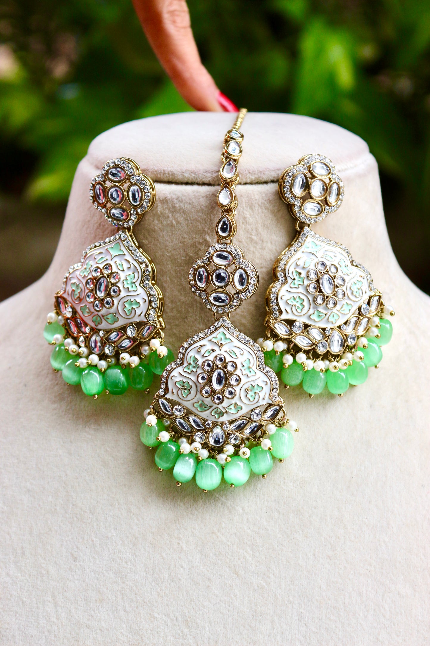 Pista Green Jyoti Kundan Jewellery Set