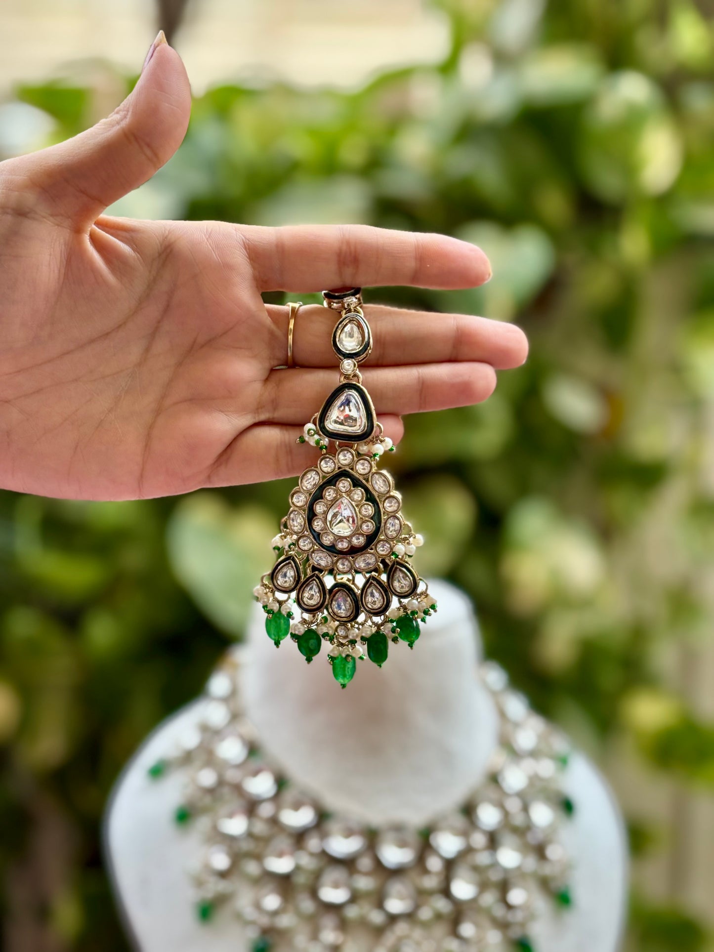 Green Reshi Kundan Bridal Jewellery Set