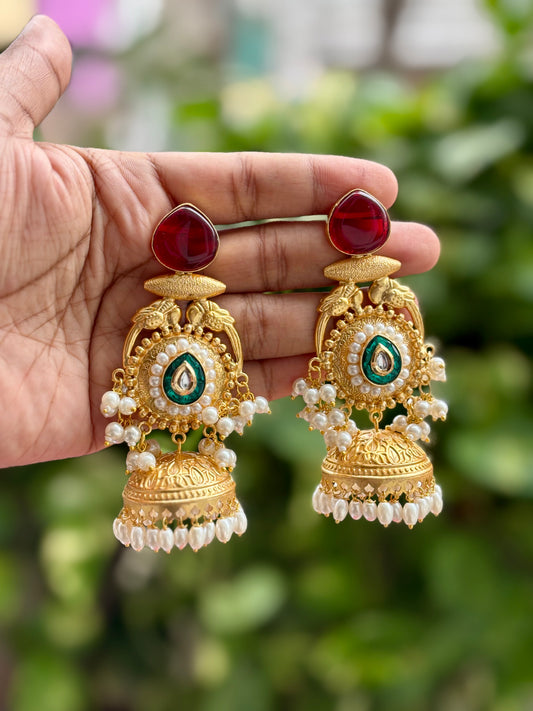Maroon Meher Kashmiri Earrings